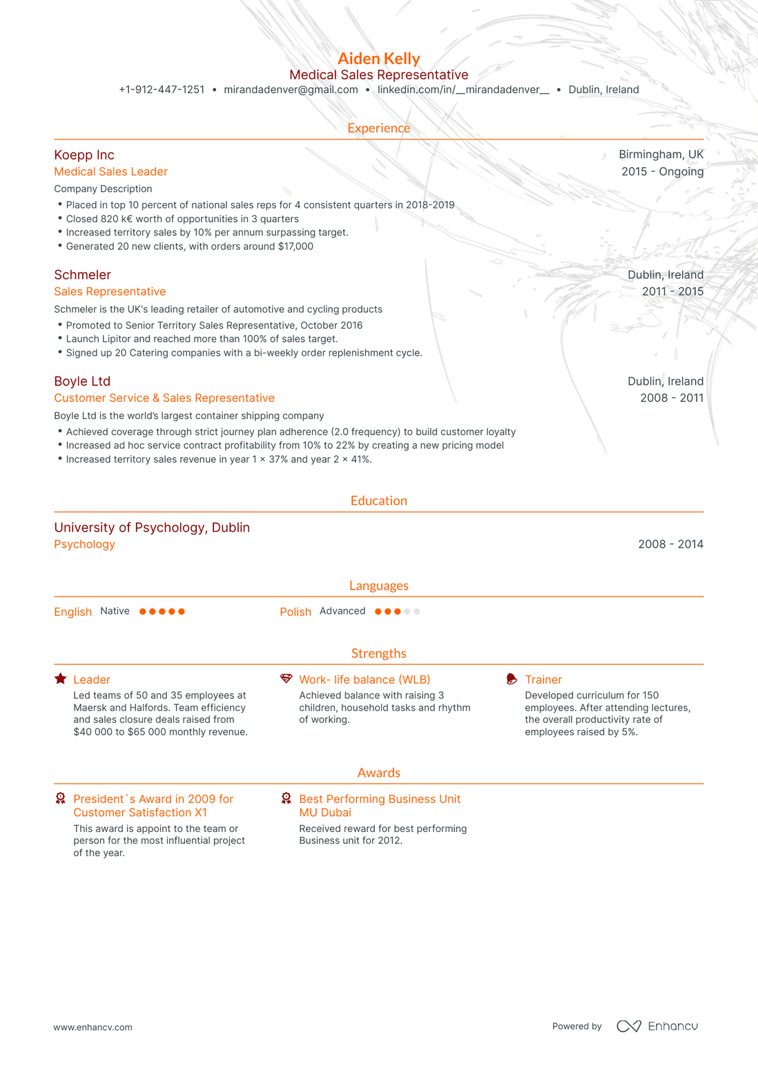Traditional Medical Sales Resume Template