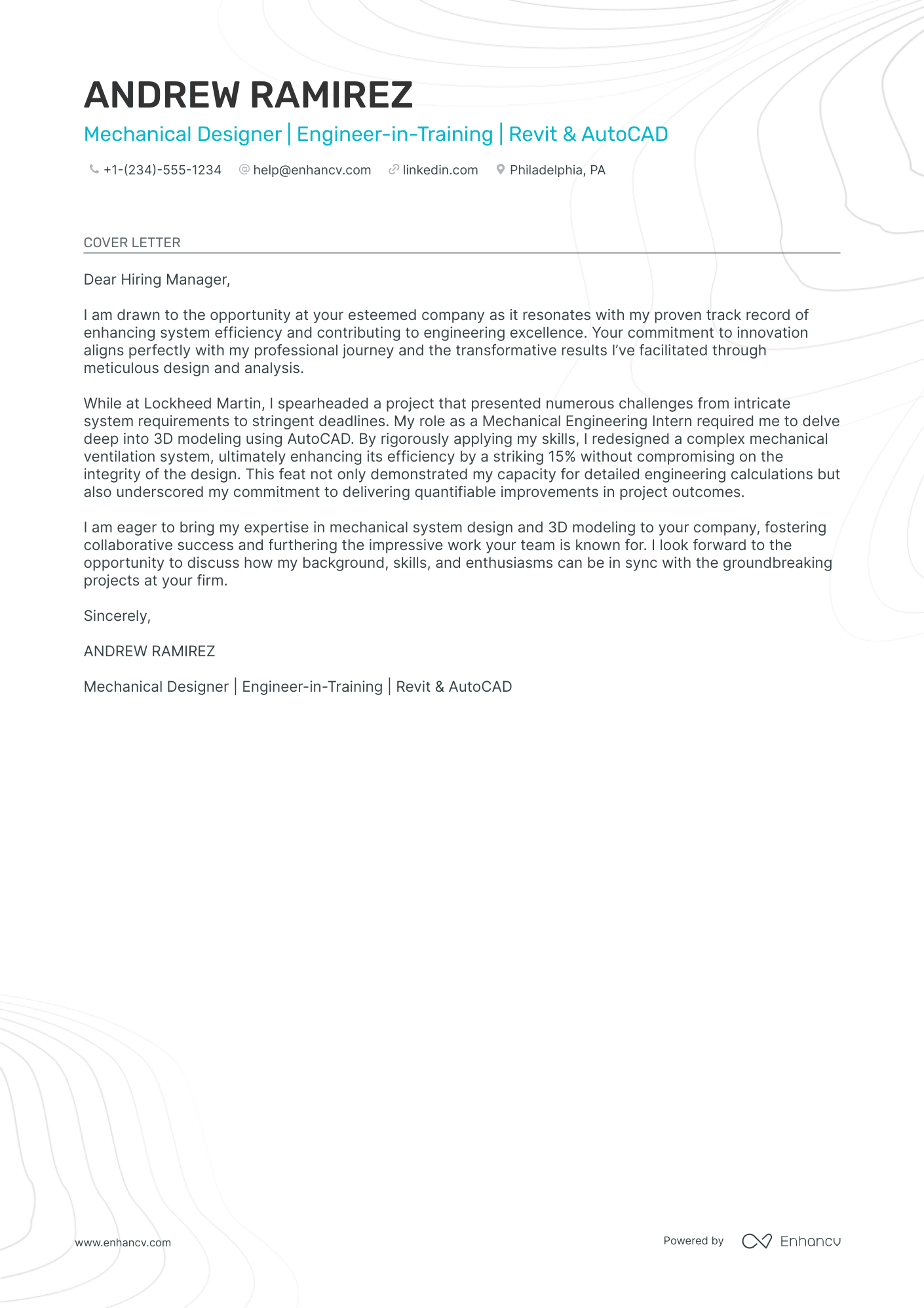 engineering student cover letter