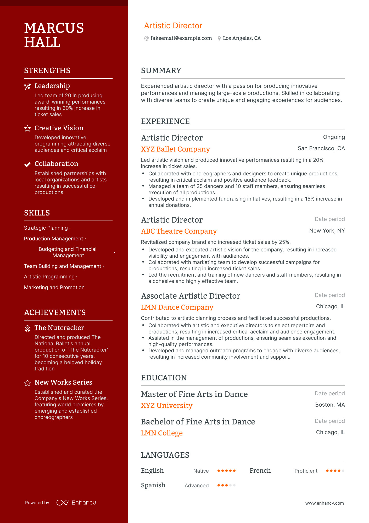 Polished Artistic Director Resume Template