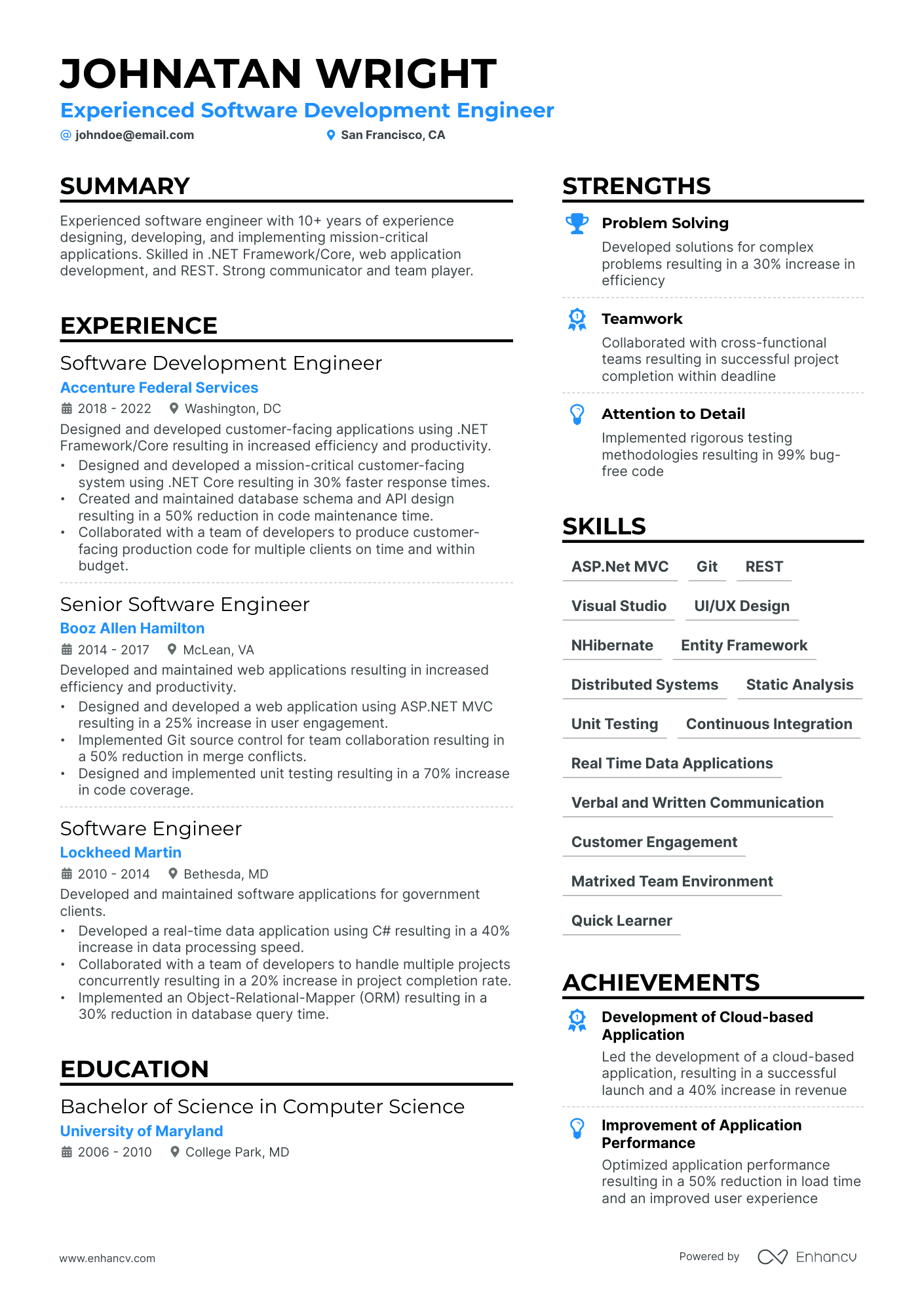 software engineer description for resume