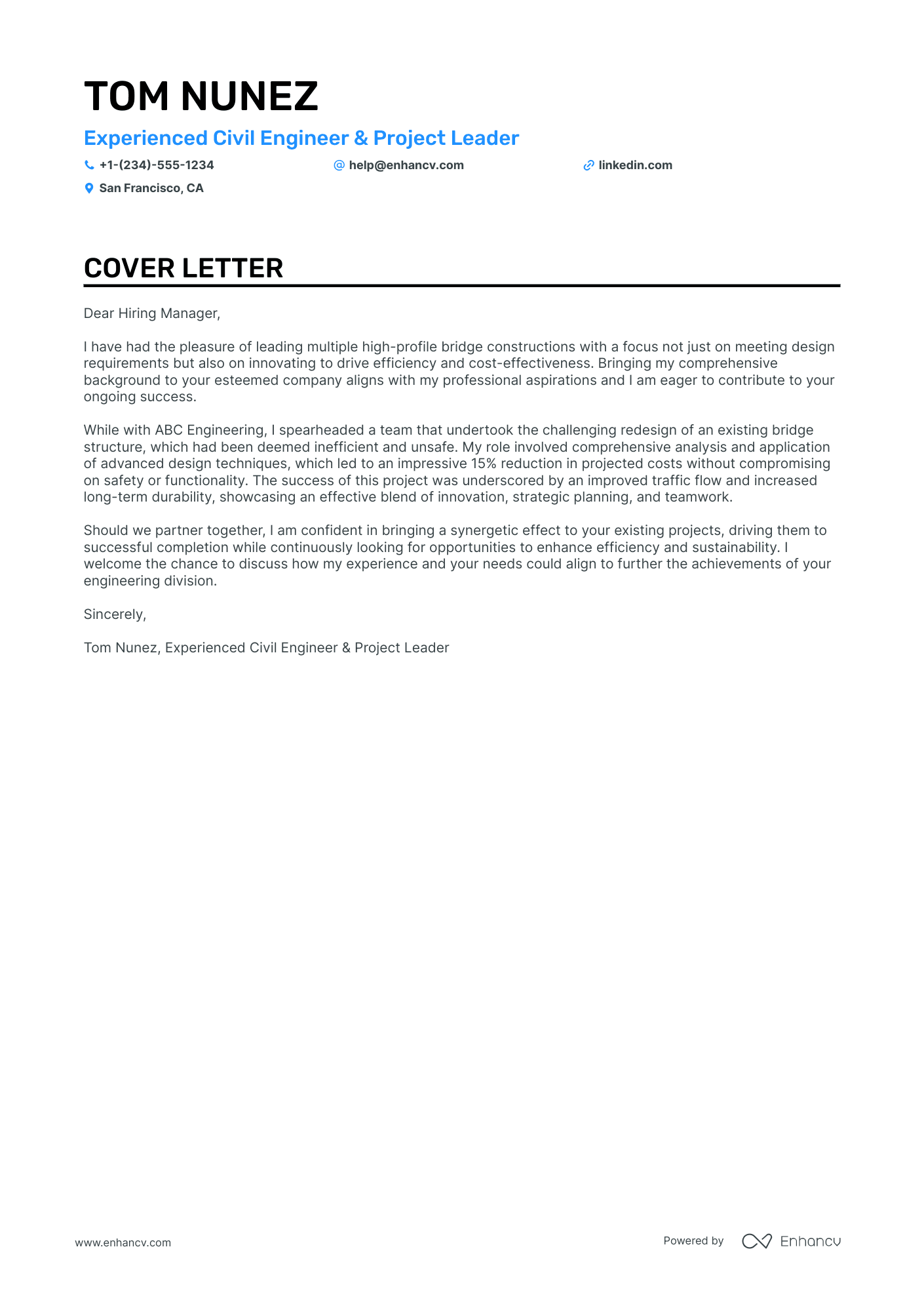 cover letter engineering examples