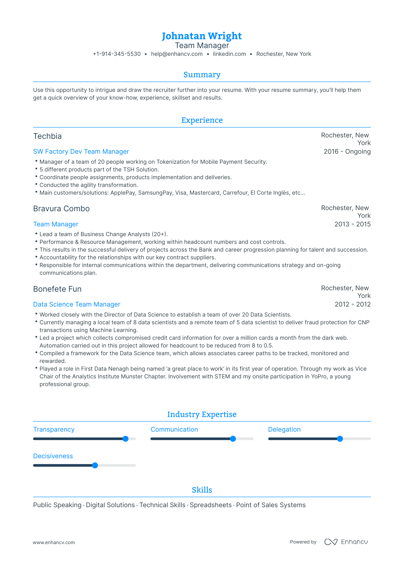 Team Manager Resume Examples & Guide For 2023 (layout, Skills, Keywords 