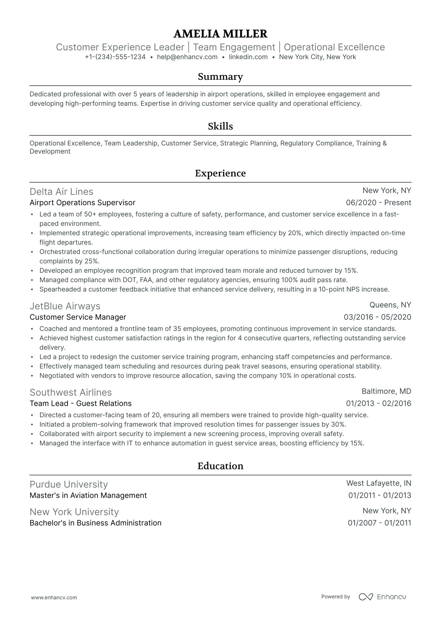 manager of customer service resume