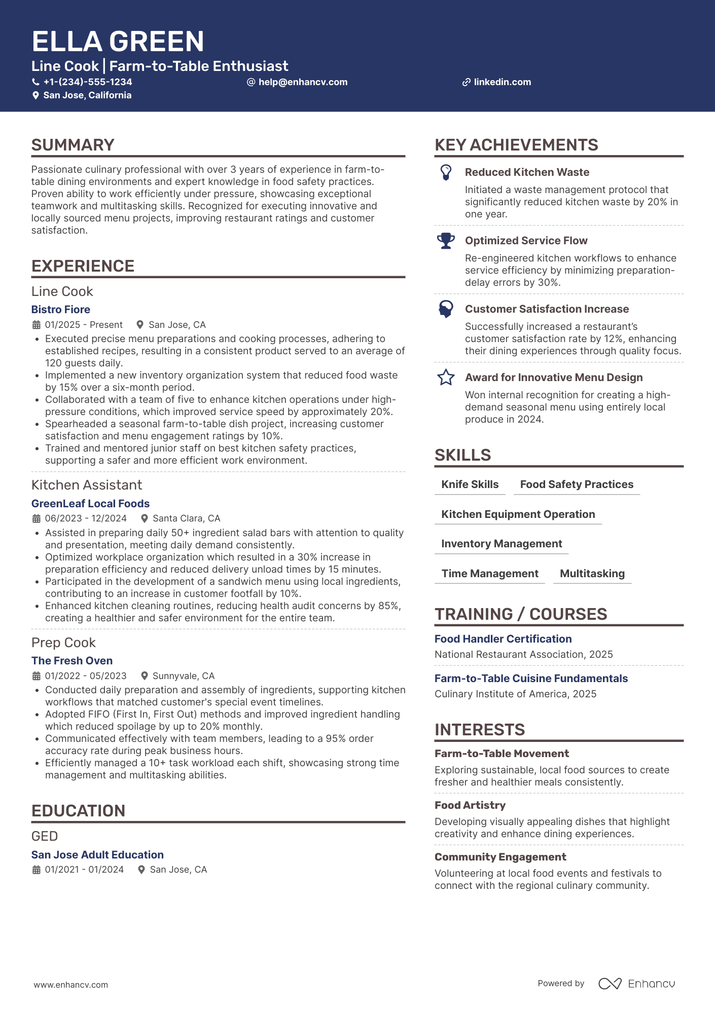A resume example of a Assistant Prep Cook