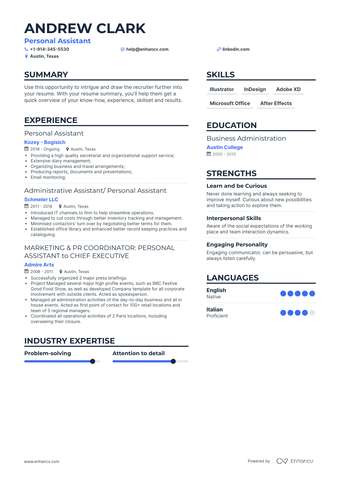 Simple Personal Assistant Resume Template