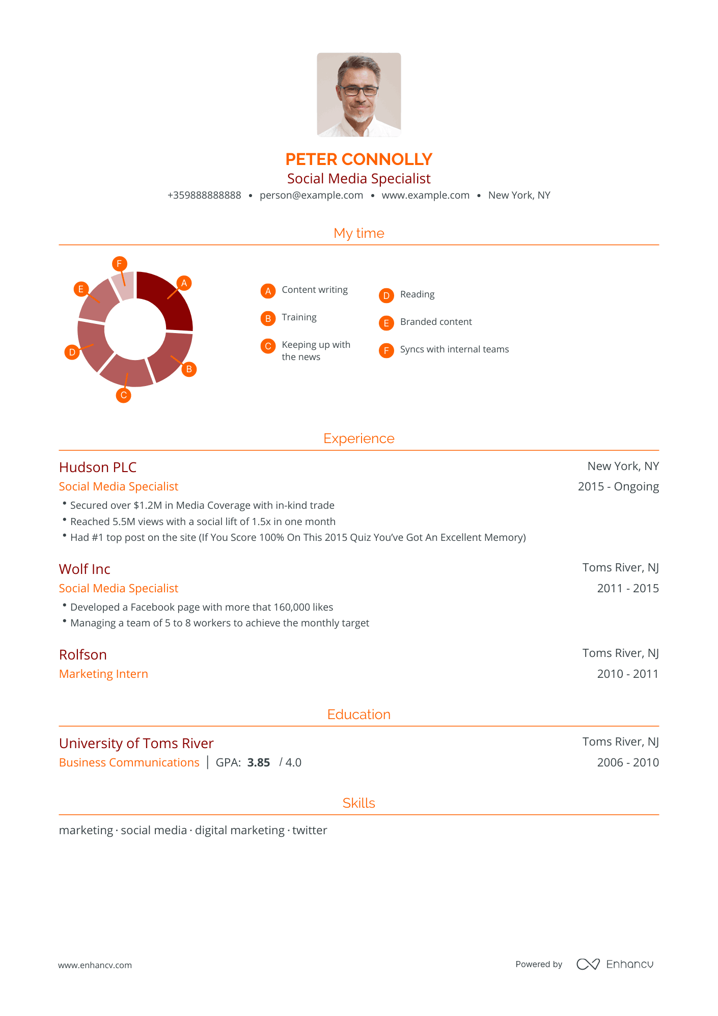 Traditional Social Media Specialist Resume Template