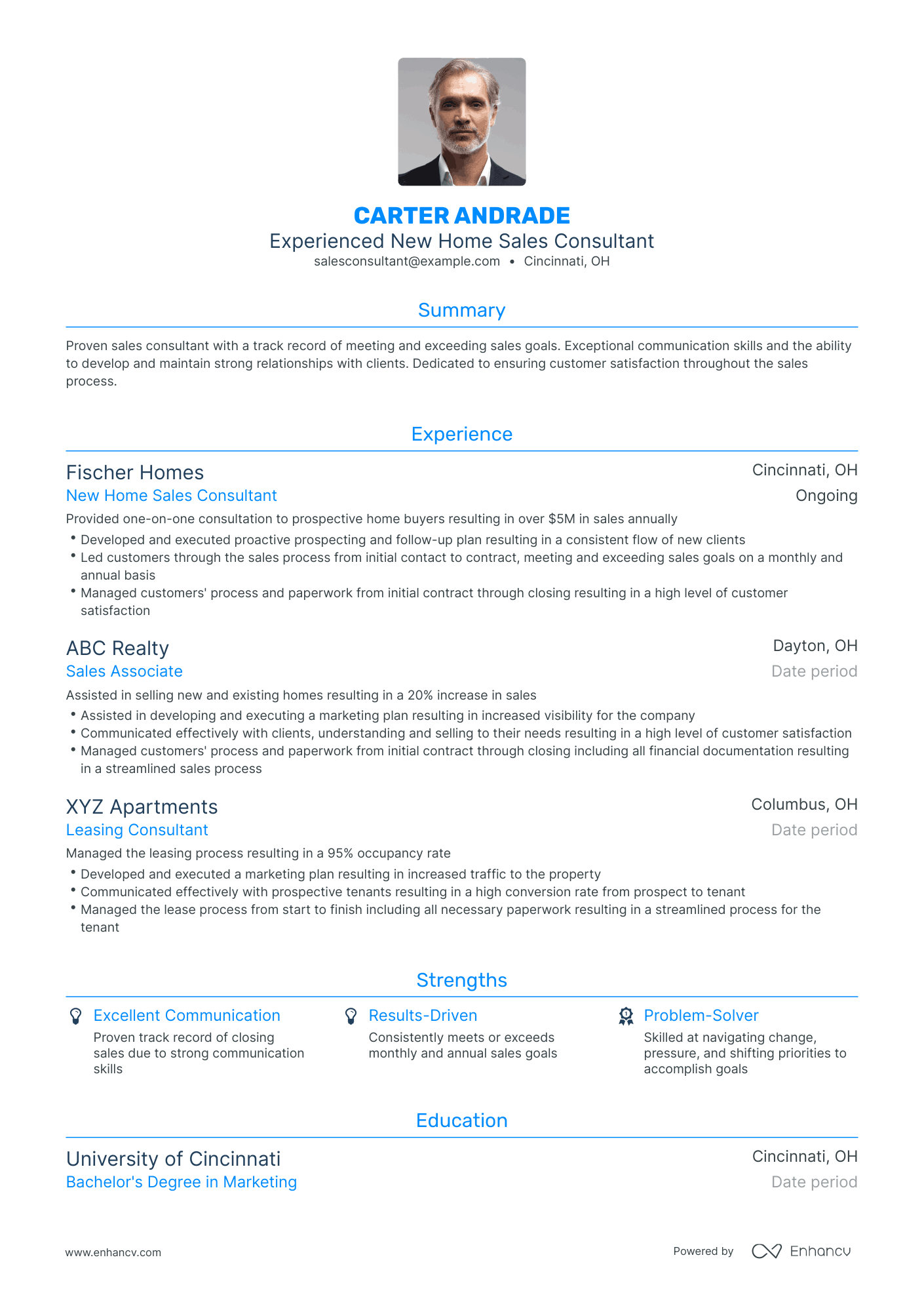 Traditional New Home Sales Consultant Resume Template