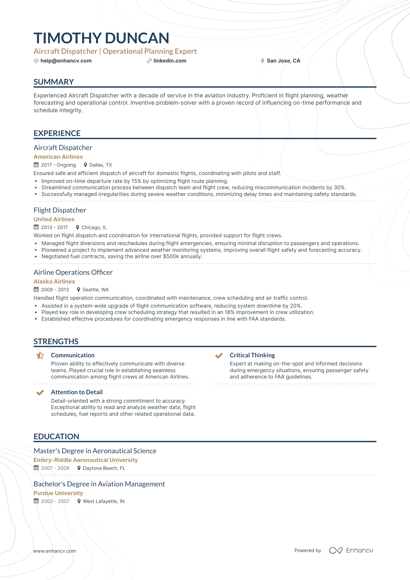 undefined Aircraft Dispatcher Resume Template