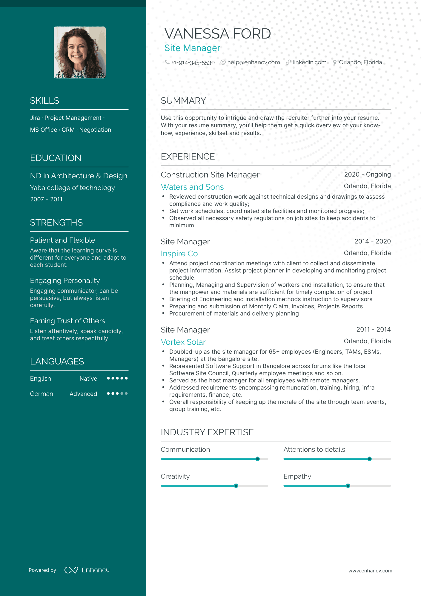 Polished Site Manager Resume Template