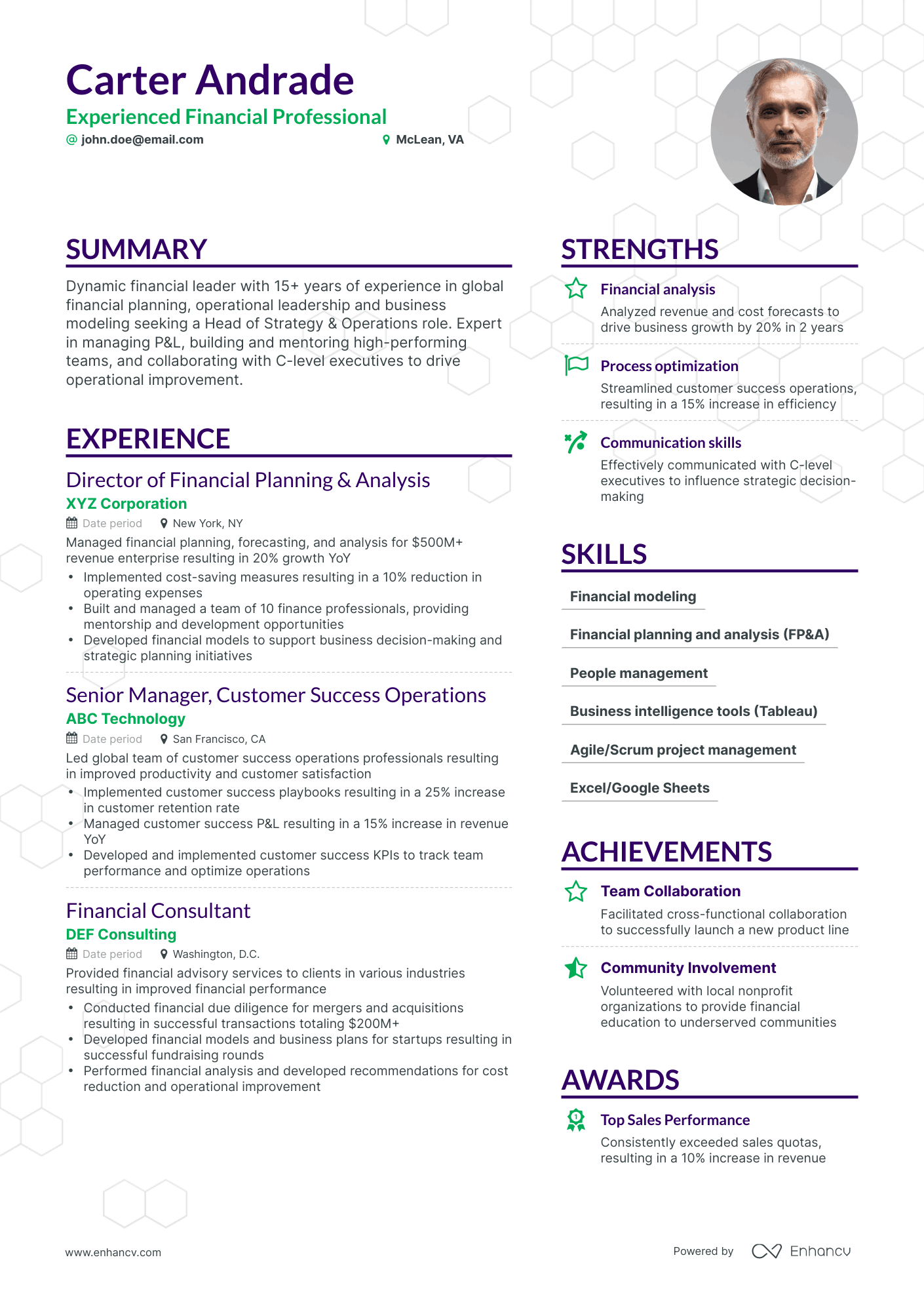 Simple Financial Professional Resume Template