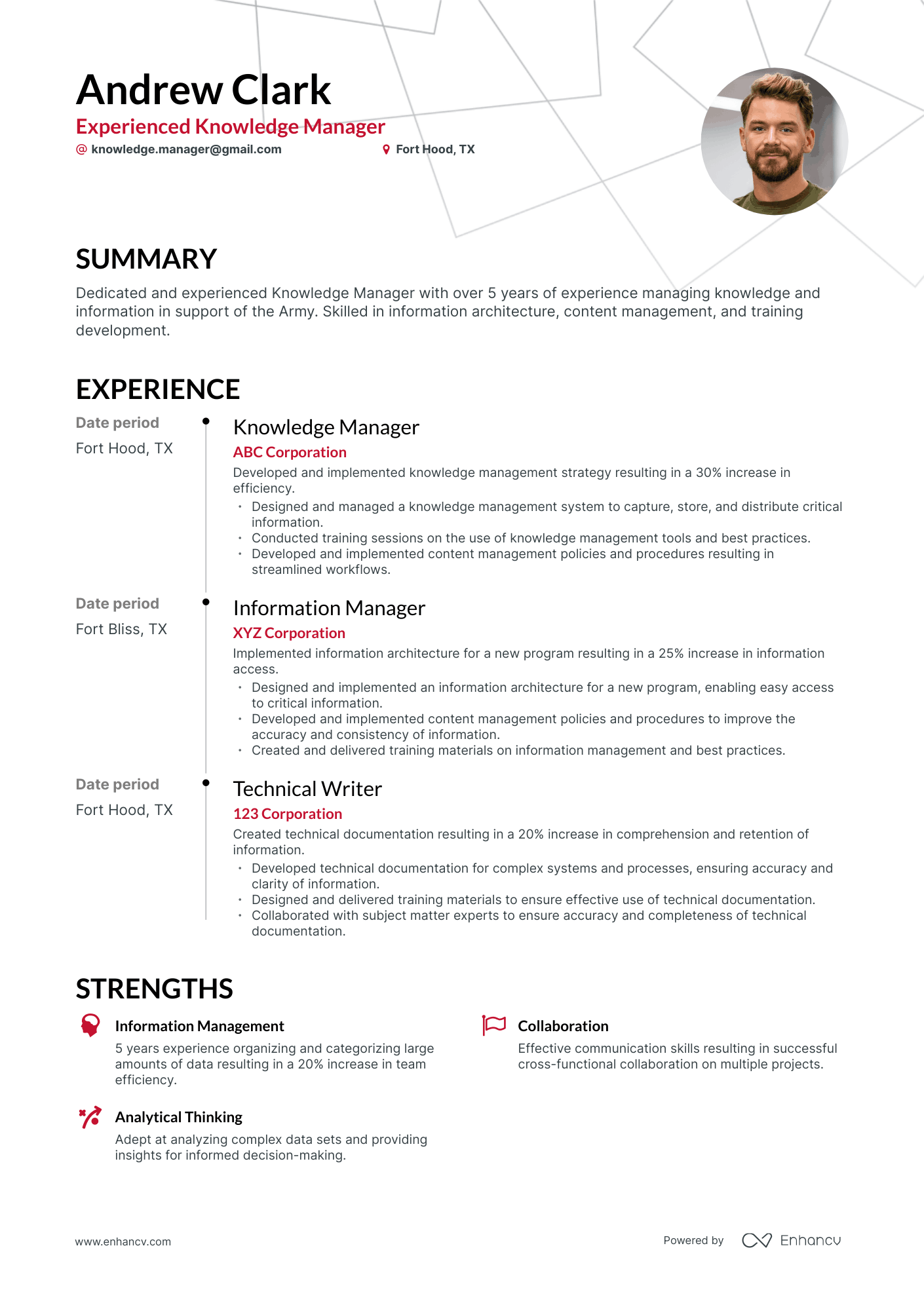 Timeline Knowledge Manager Resume Template