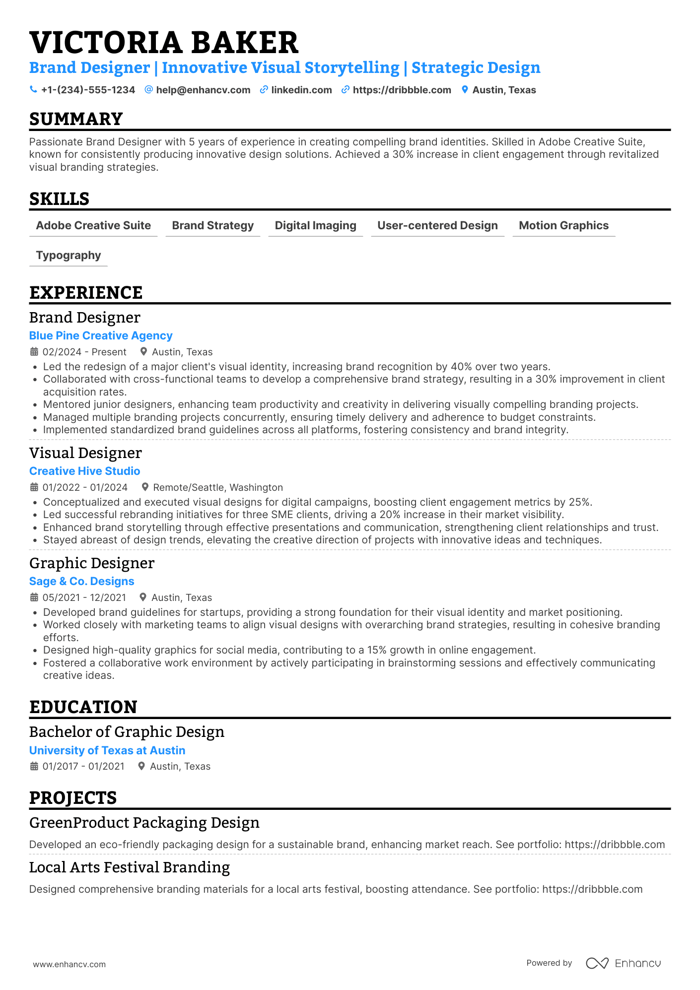 A resume example of a Brand Designer