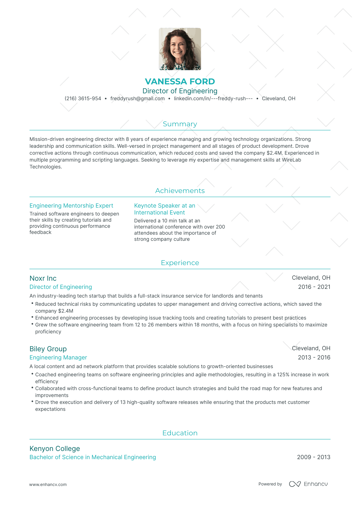 Traditional Director Of Engineering Resume Template