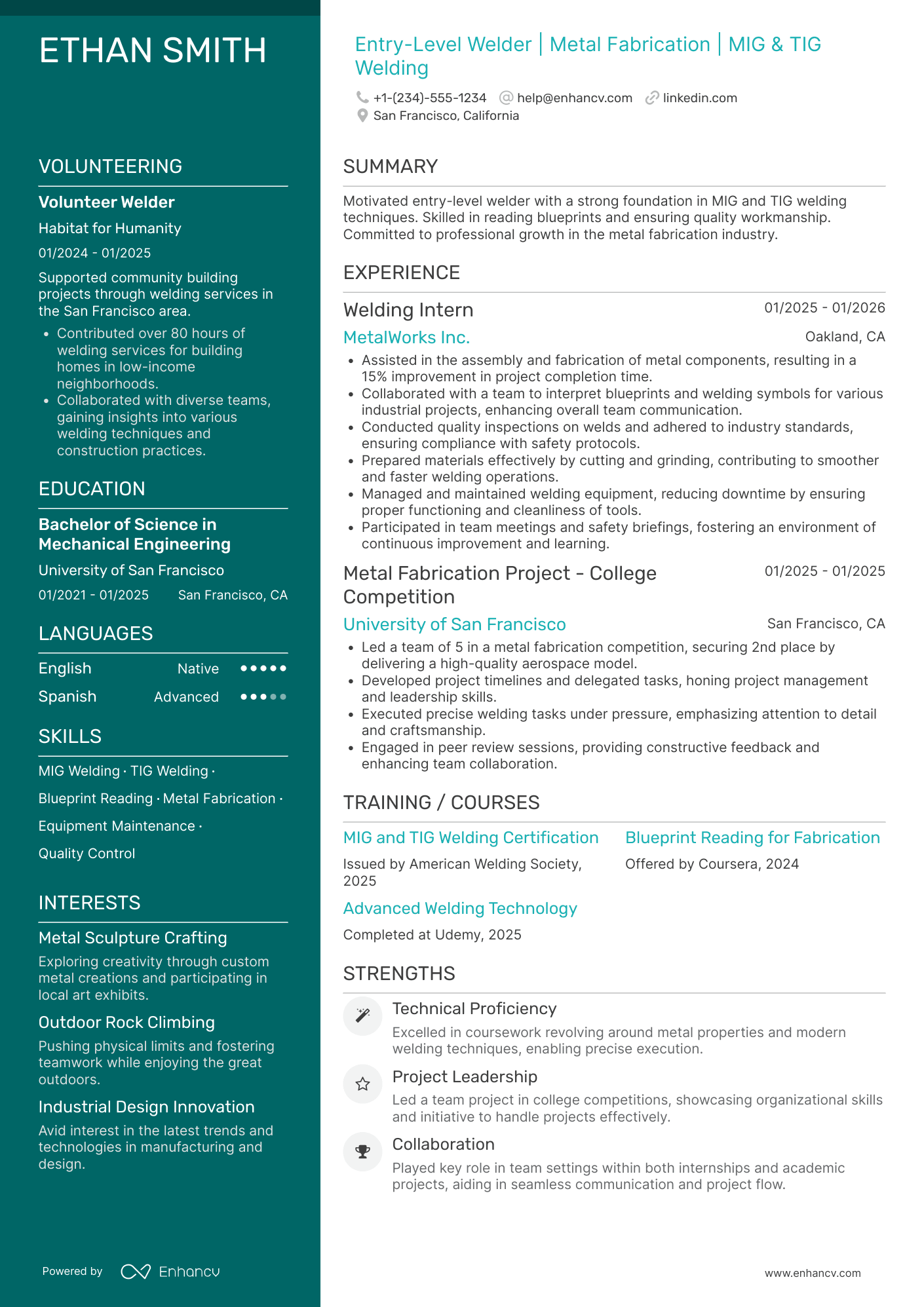 A resume example of a Entry Level Welding