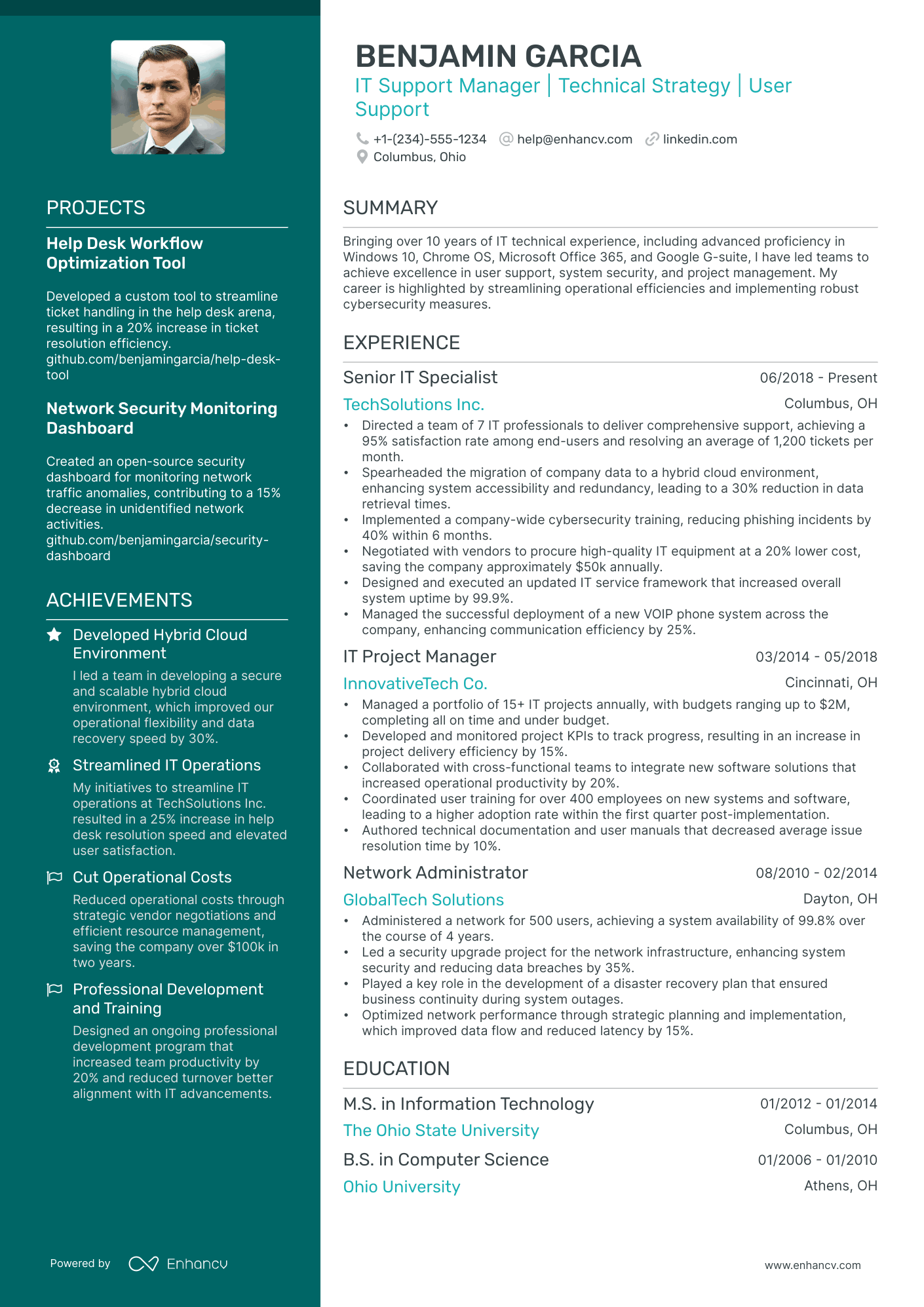 technical support manager resume sample