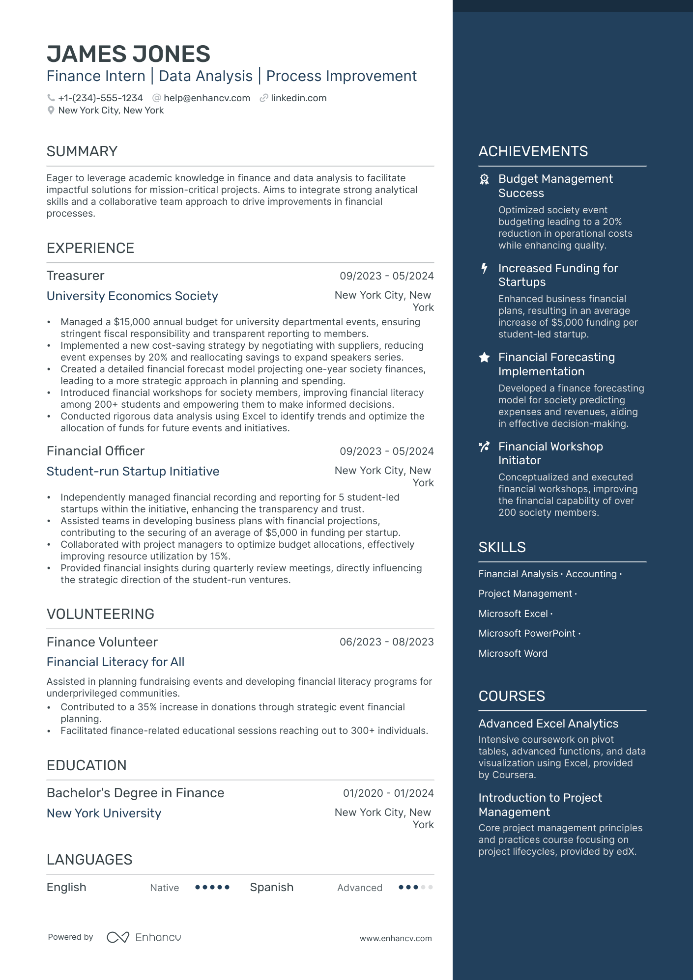 5 Finance Intern Resume Examples & Guide for 2024