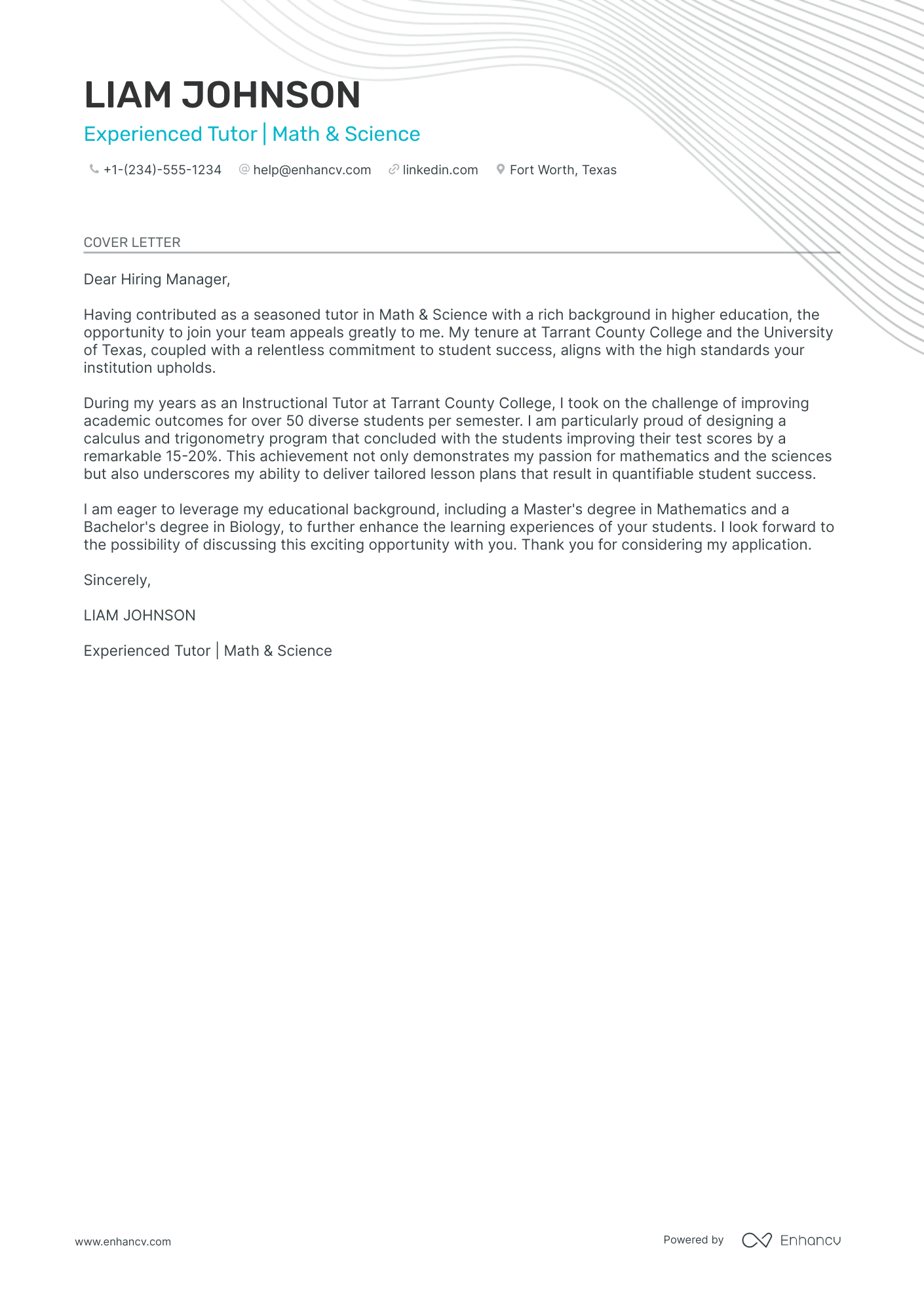 cover letter for a language tutor