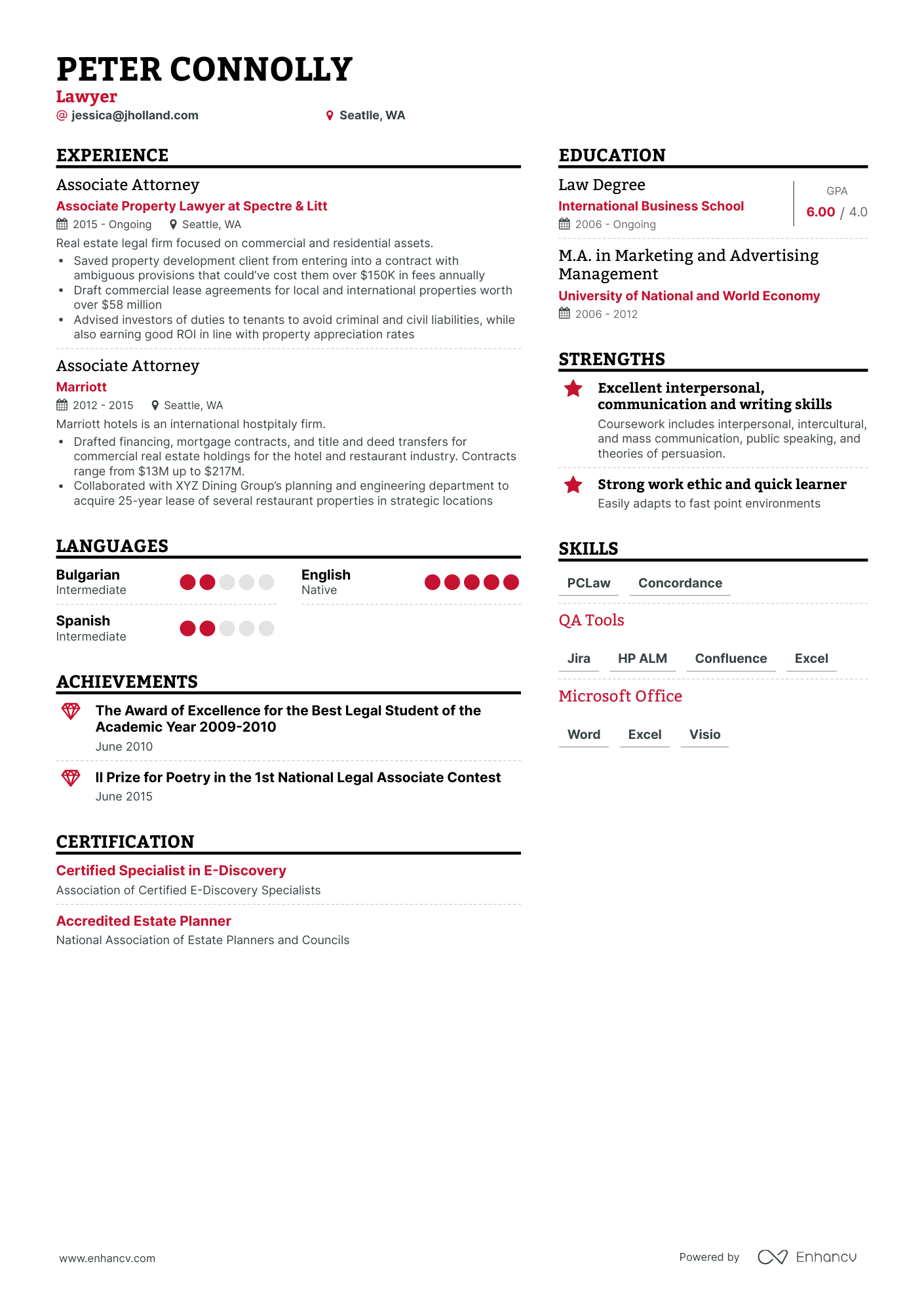 Simple Lawyer Resume Template