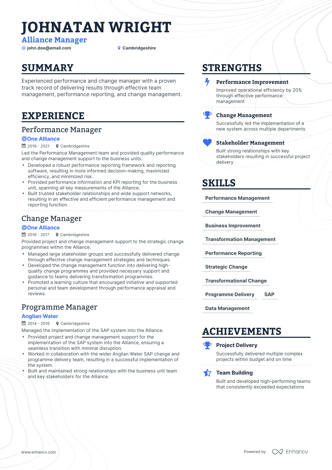 Simple Alliance Manager Resume Template