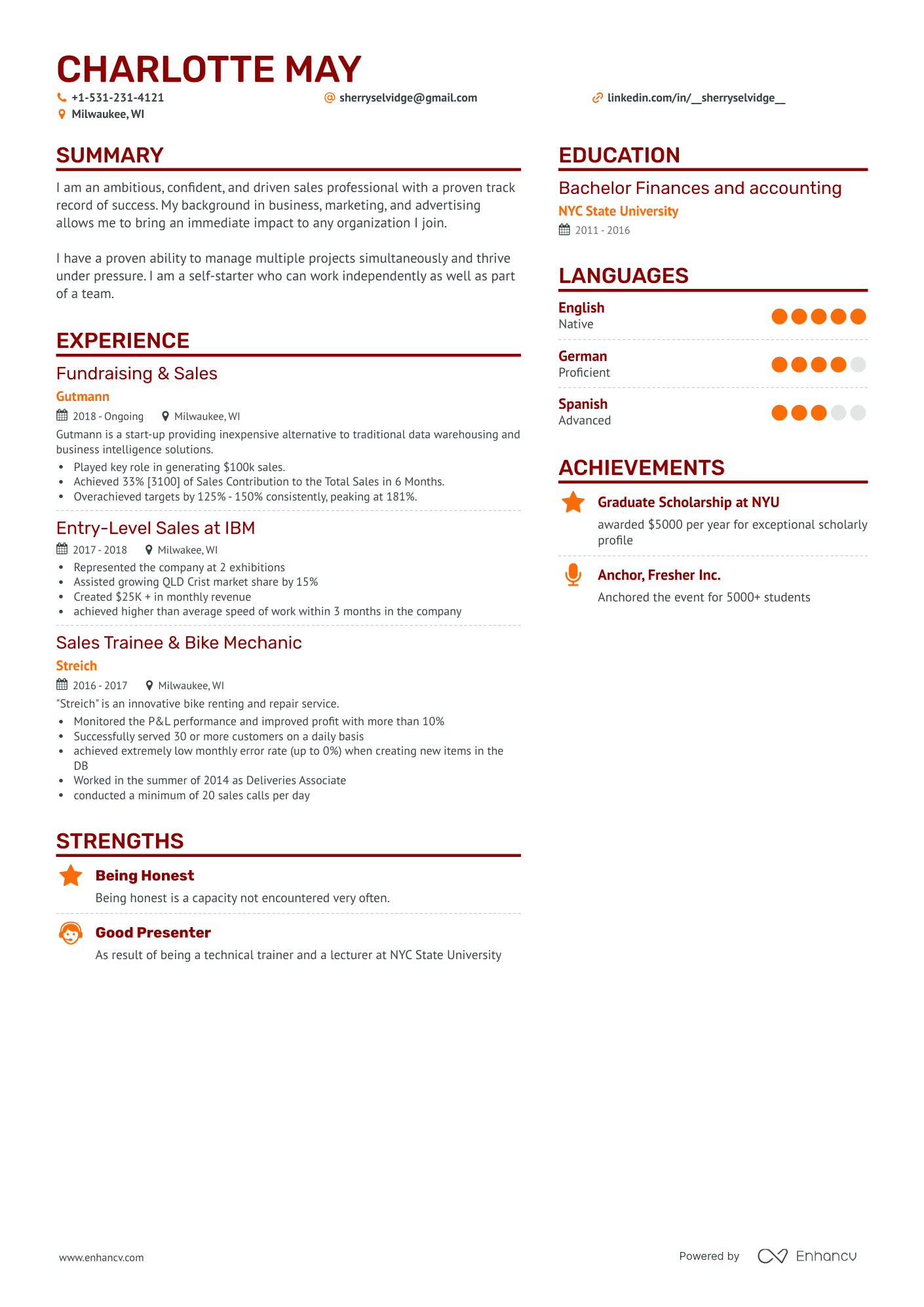 Simple Entry Level Sales Resume Template