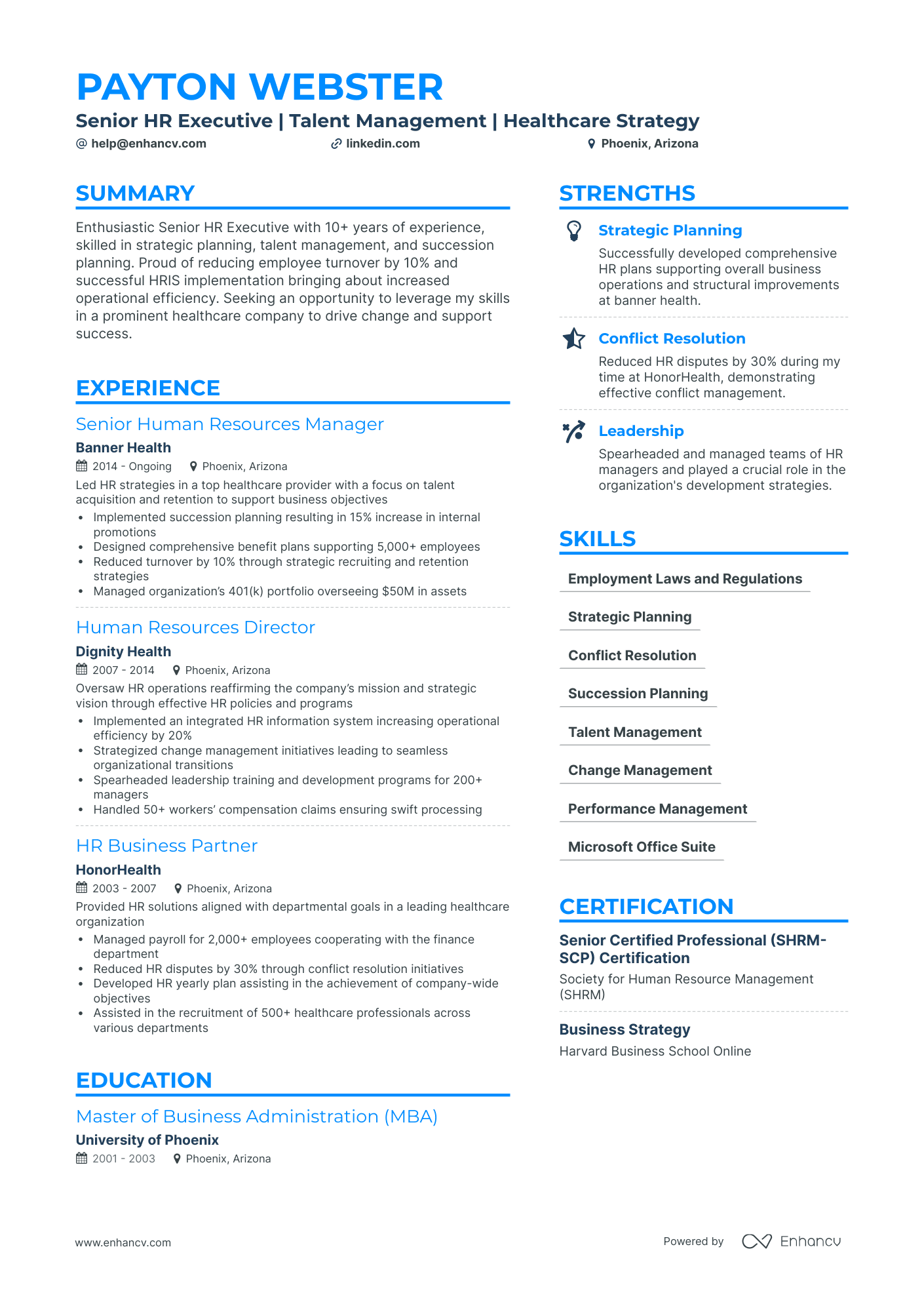 resume for human resources officer
