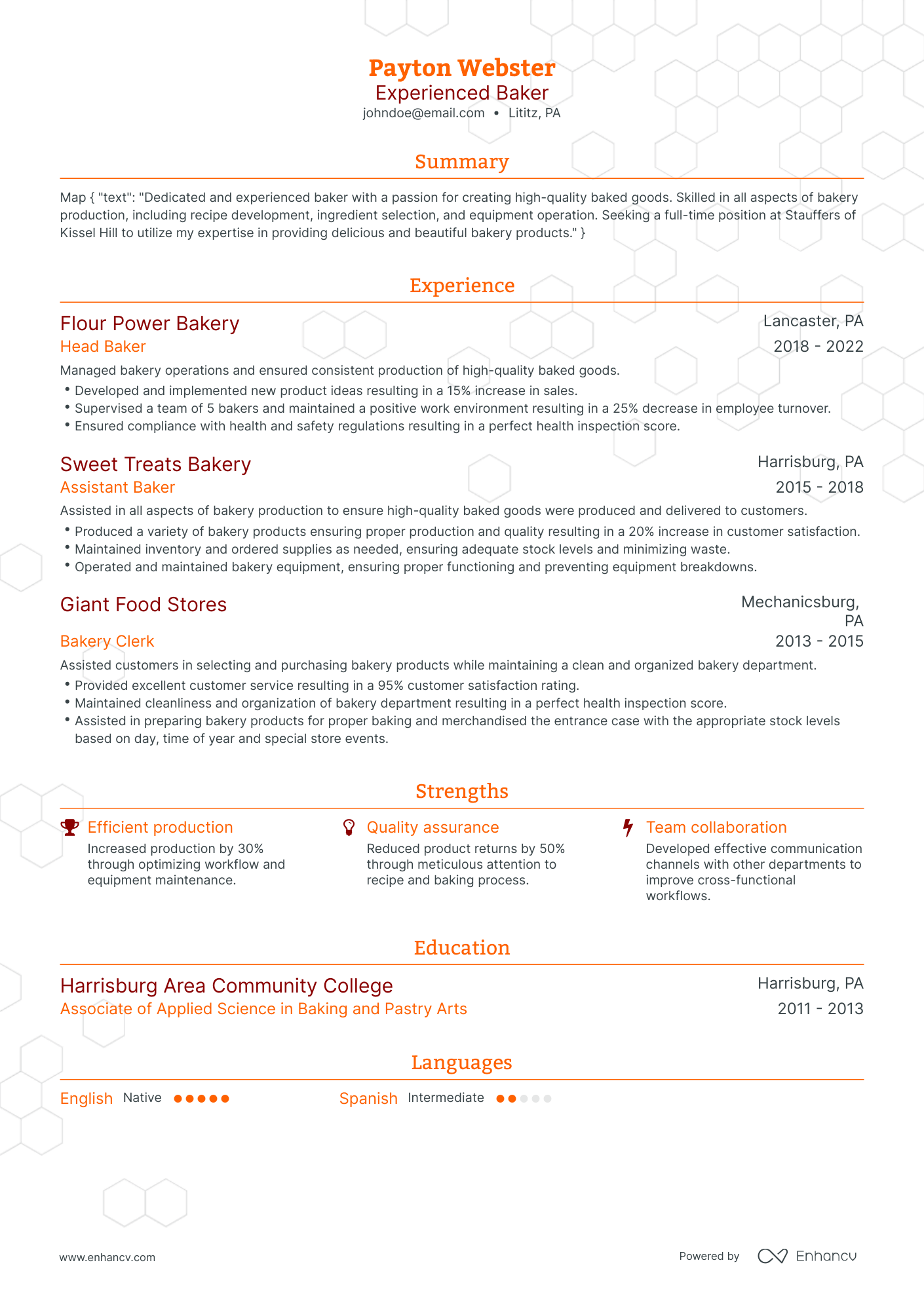 Traditional Baker Resume Template