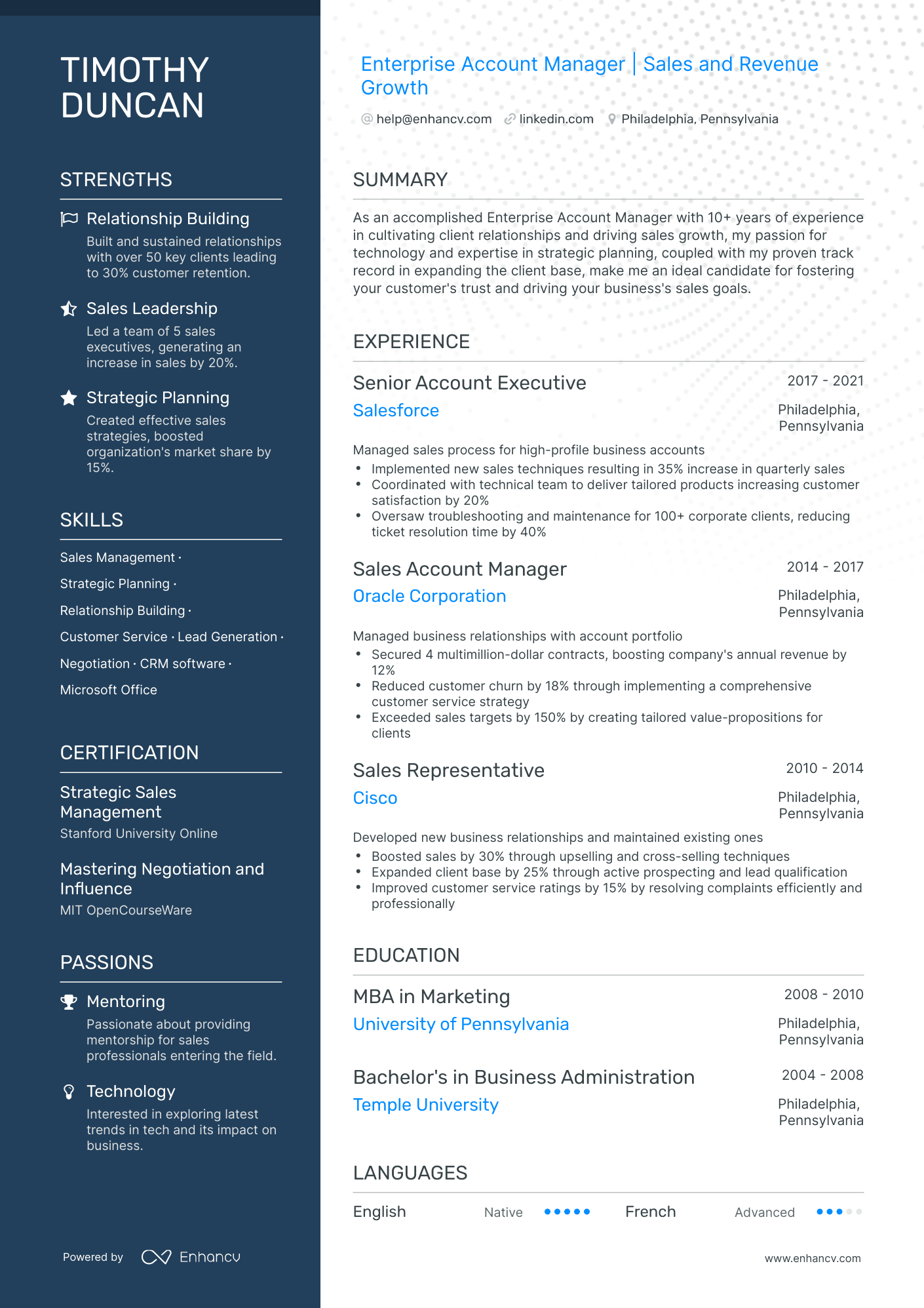 undefined Enterprise Account Manager Resume Template