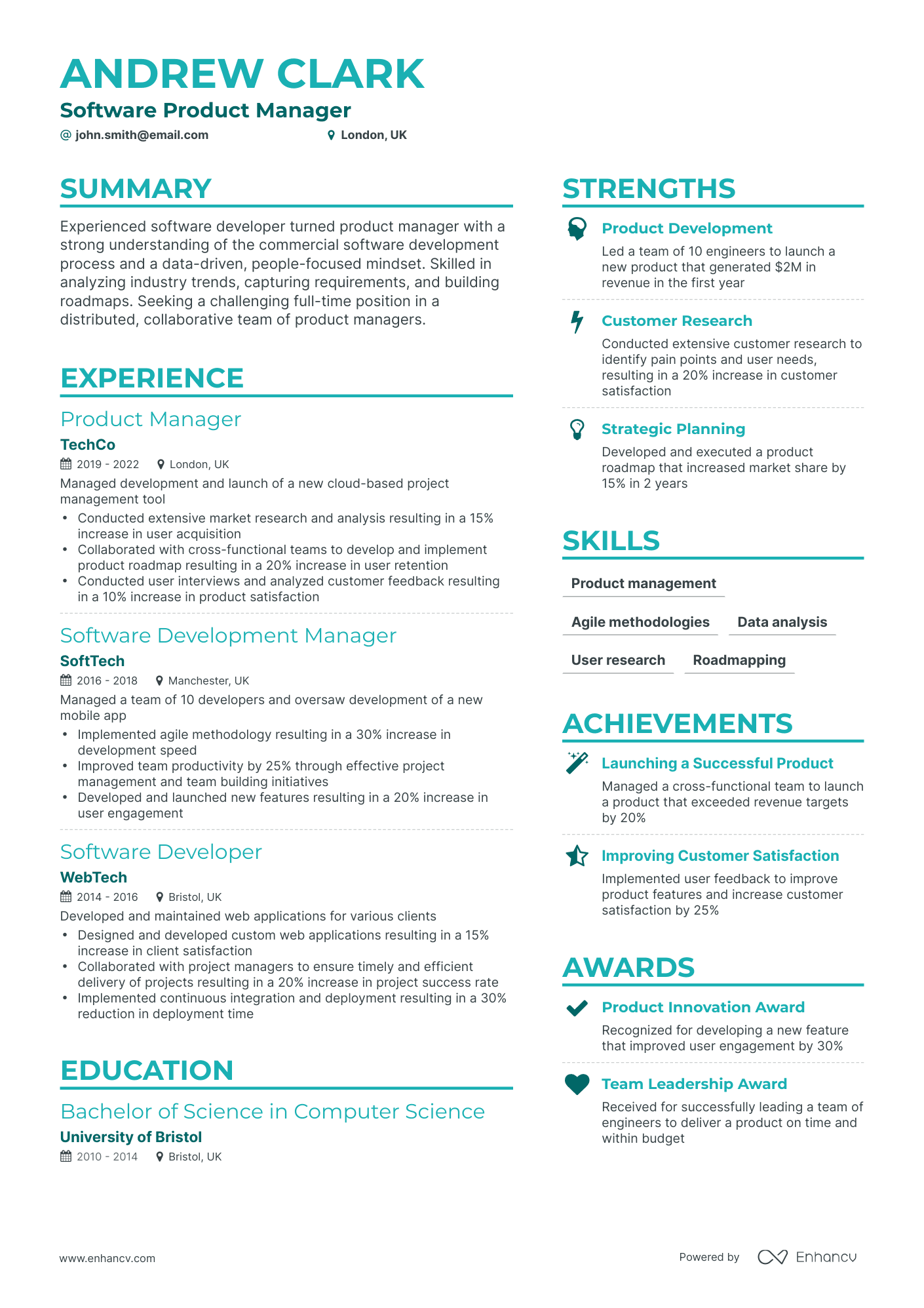 Simple Software Product Manager Resume Template