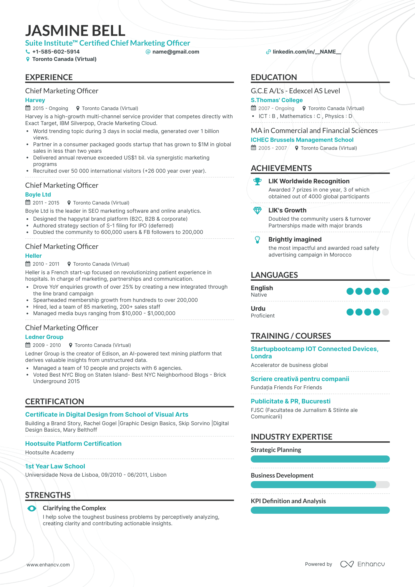 Simple Chief Marketing Officer Resume Template