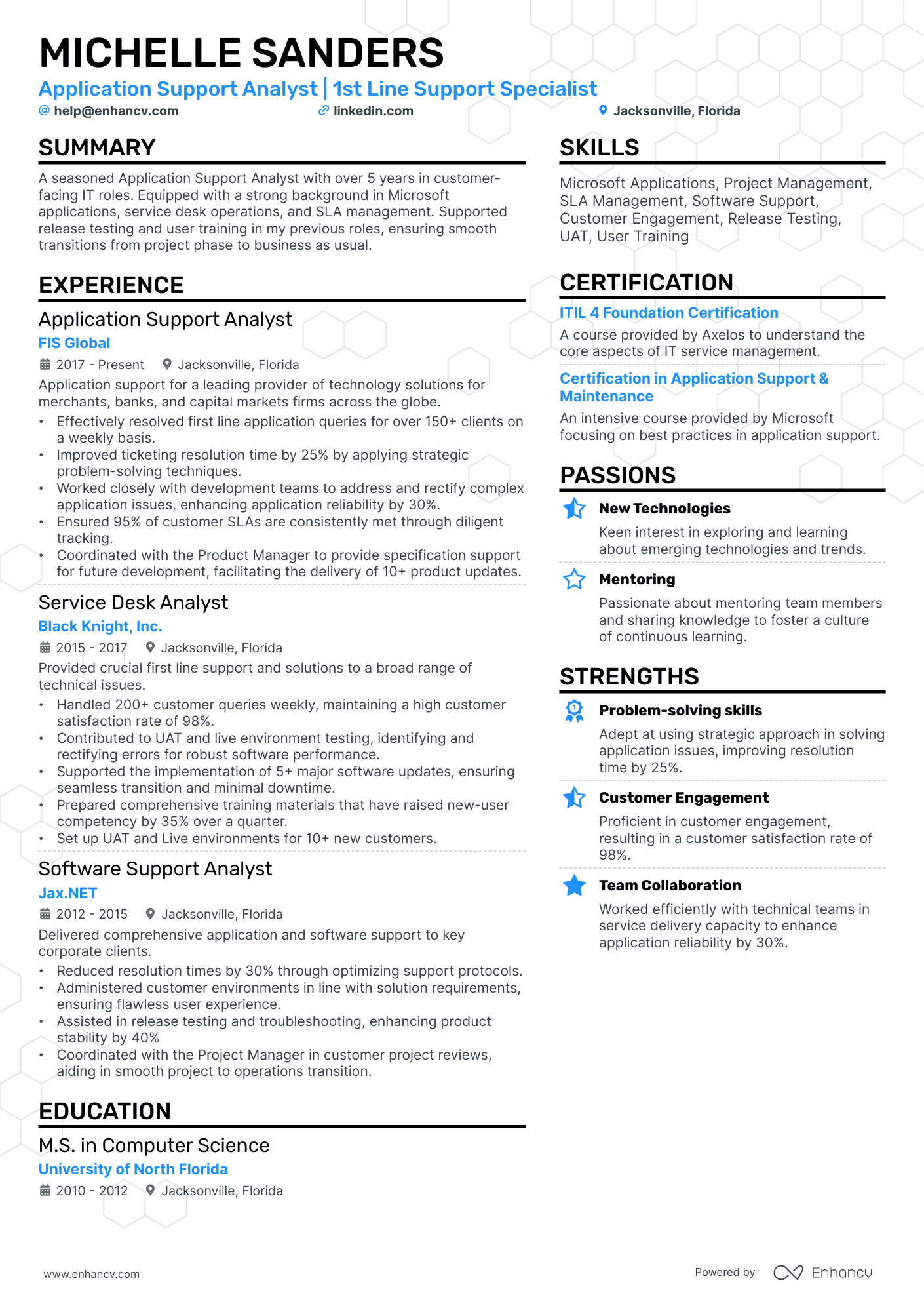 A resume example of a Double Column