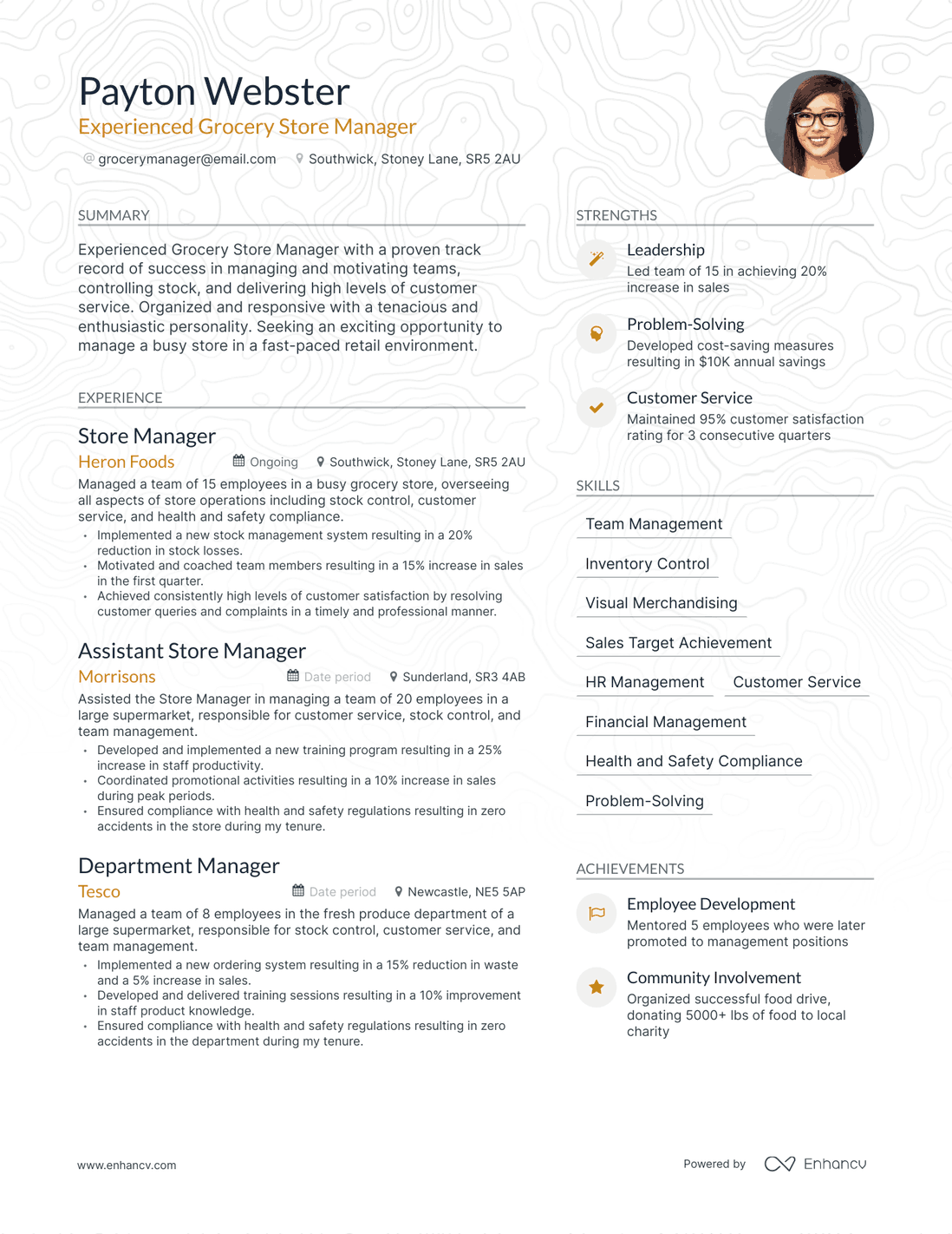 Modern Grocery Store Manager Resume Template
