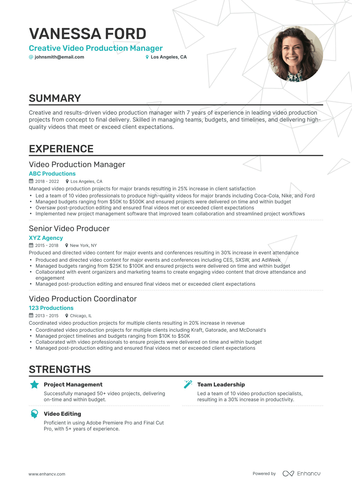 Classic Video Production Manager Resume Template