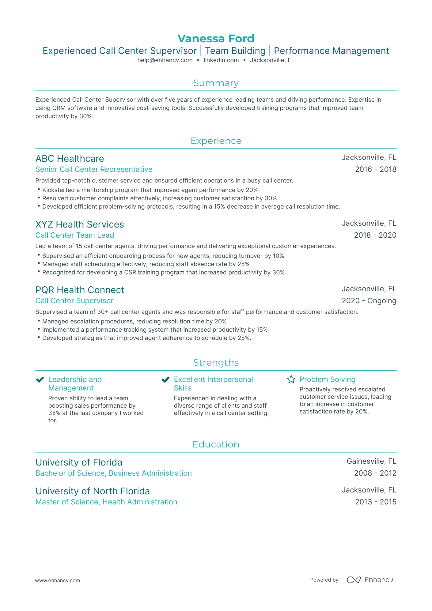 objective on a resume for call center supervisor