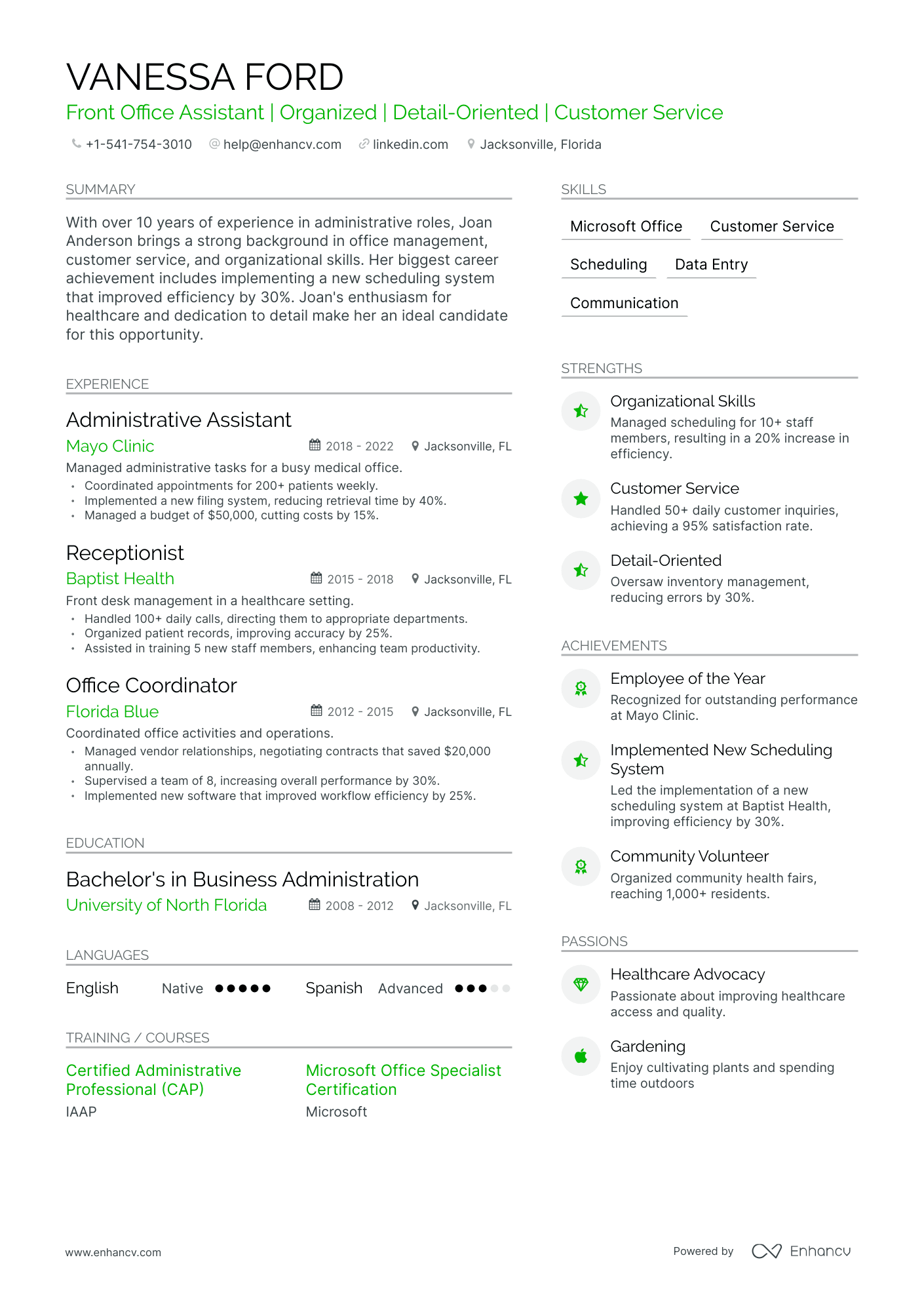 Modern Office Assistant Resume Template