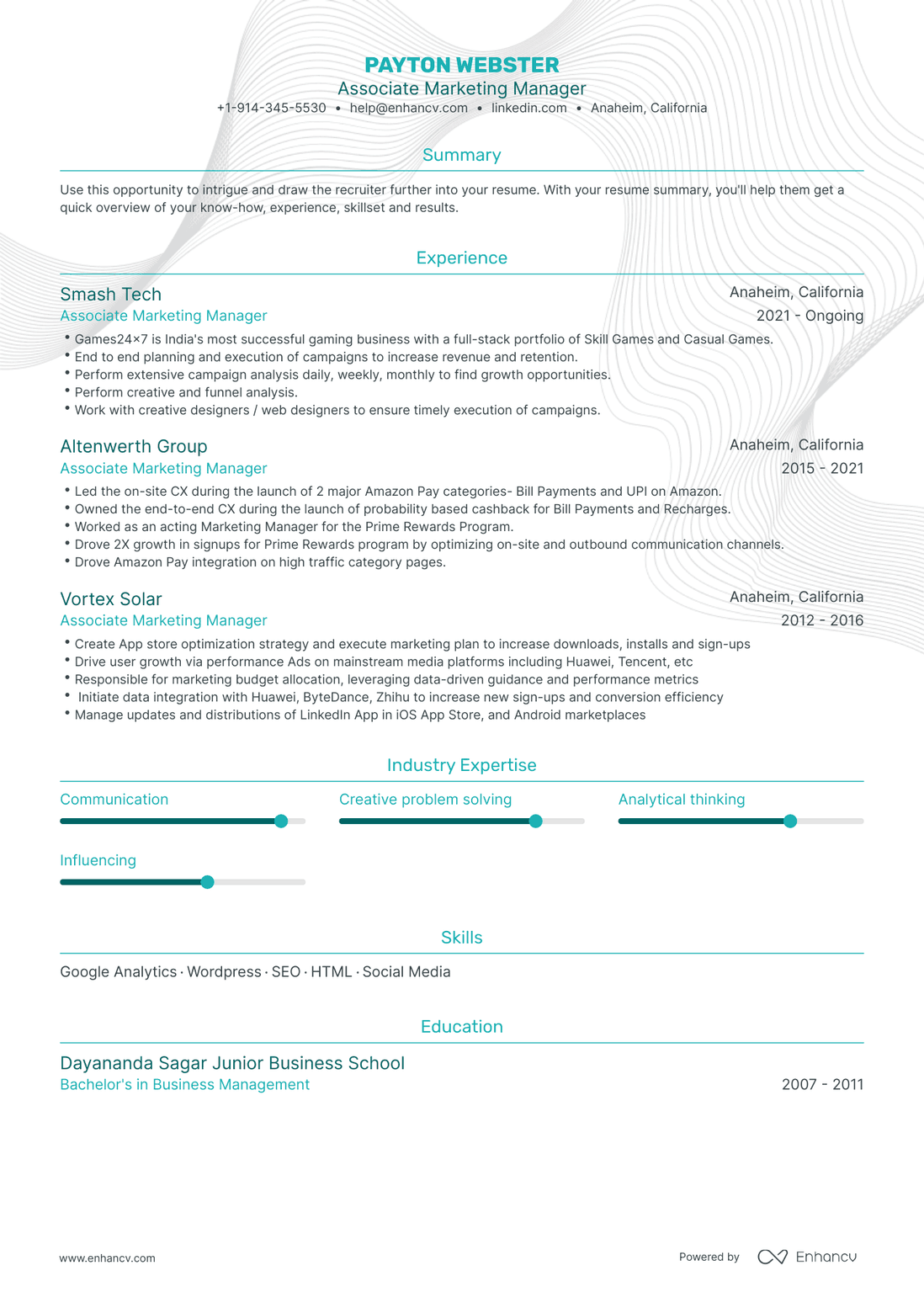 Traditional Associate Marketing Manager Resume Template