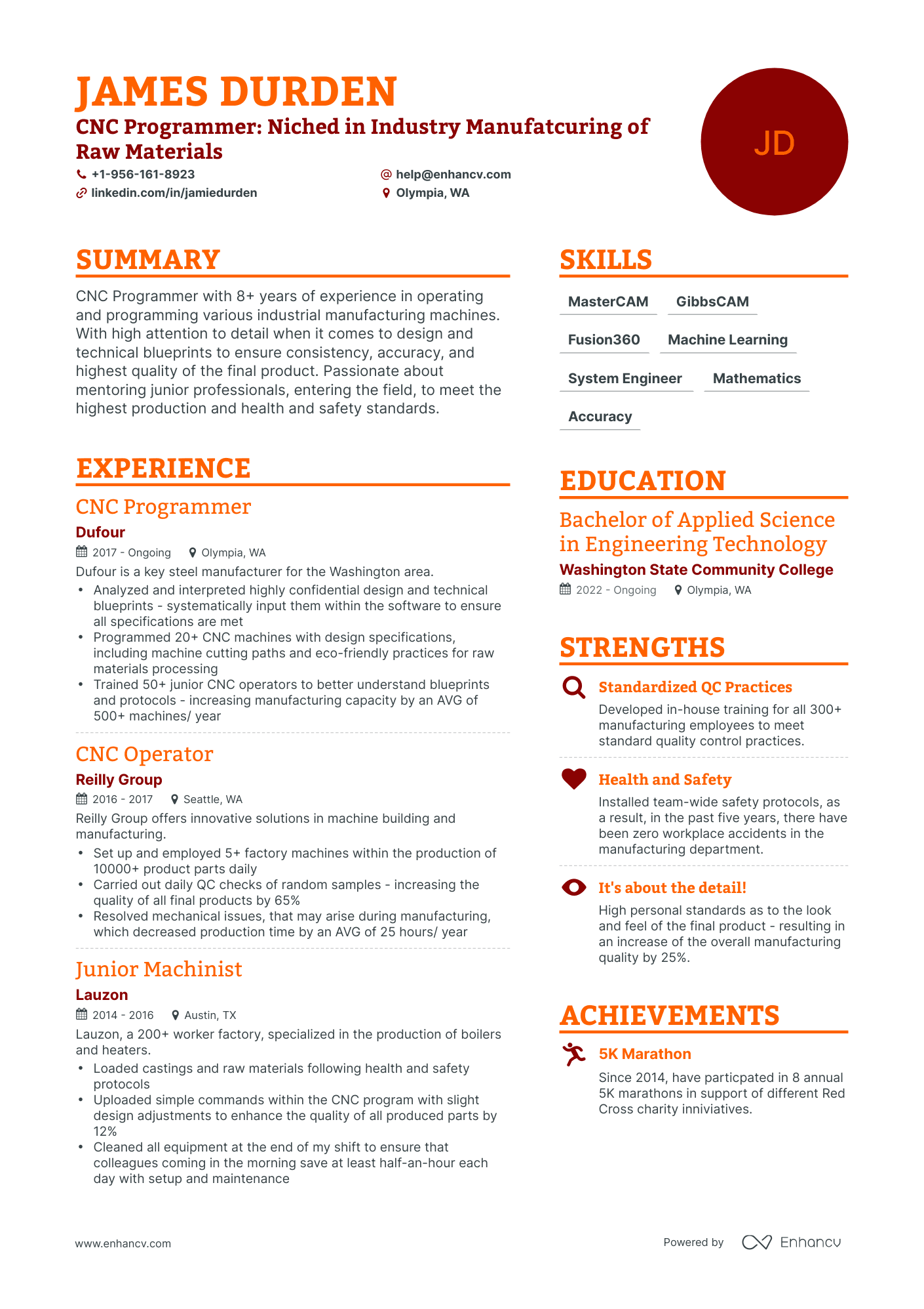 Simple Cnc Programmer Resume Template