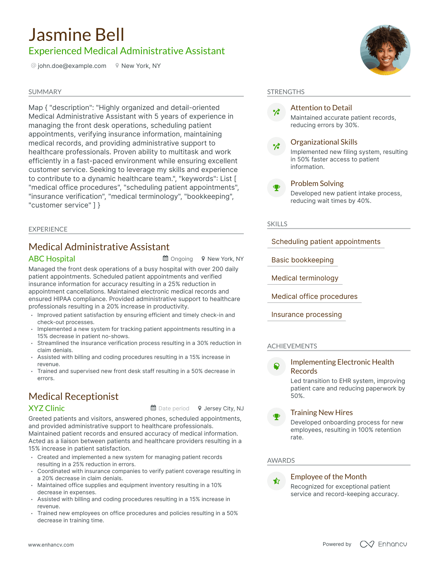 Modern Medical Administrative Assistant Resume Template