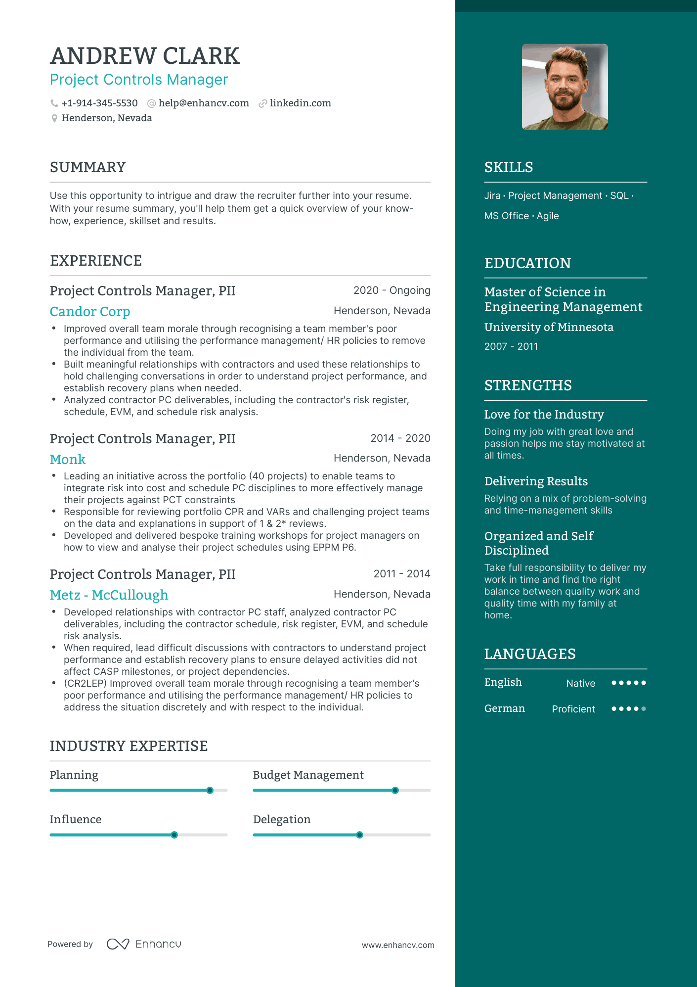 Project Controls Manager Resume Examples & Guide for 2023 (Layout ...