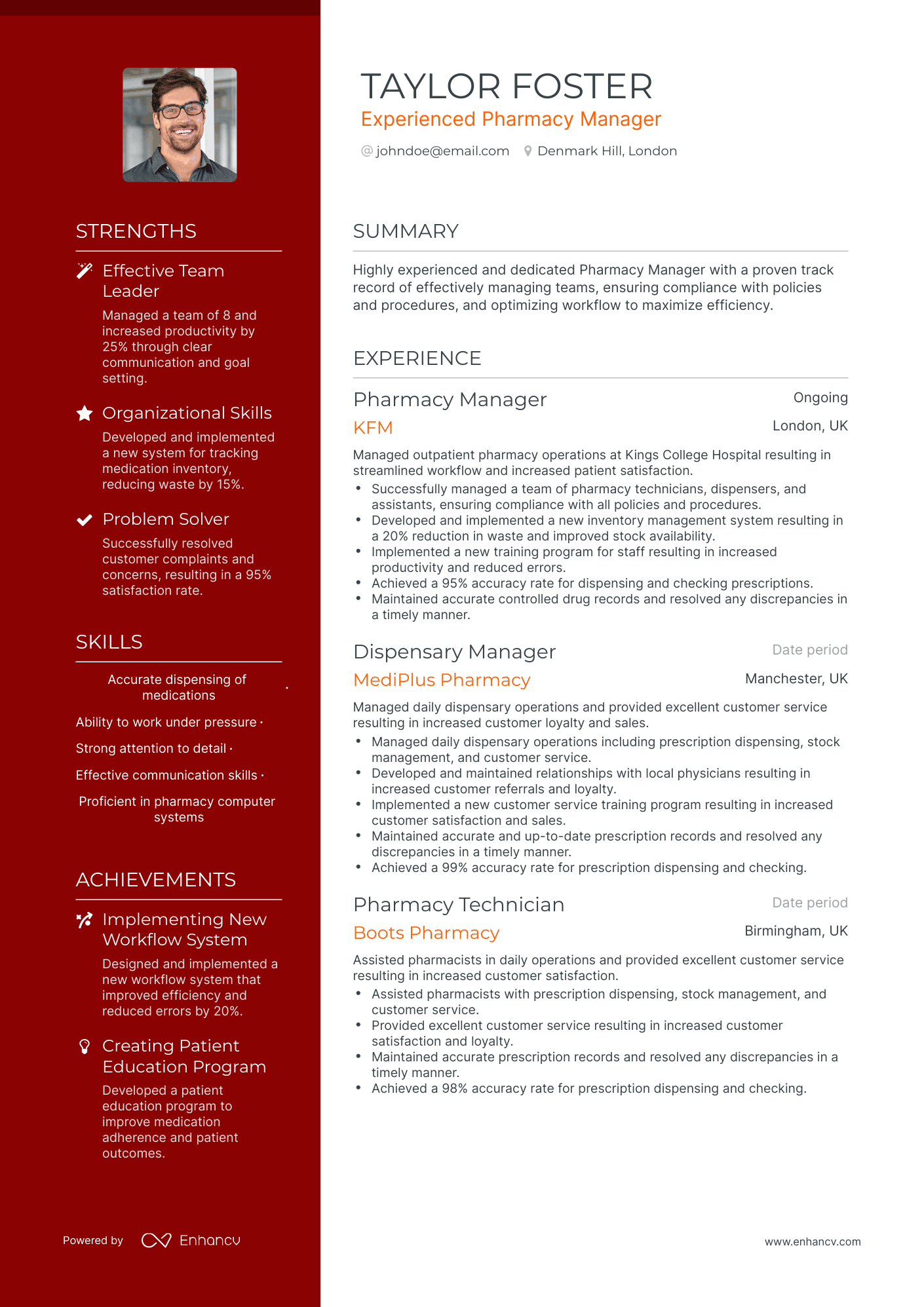Polished Pharmacy Manager Resume Template