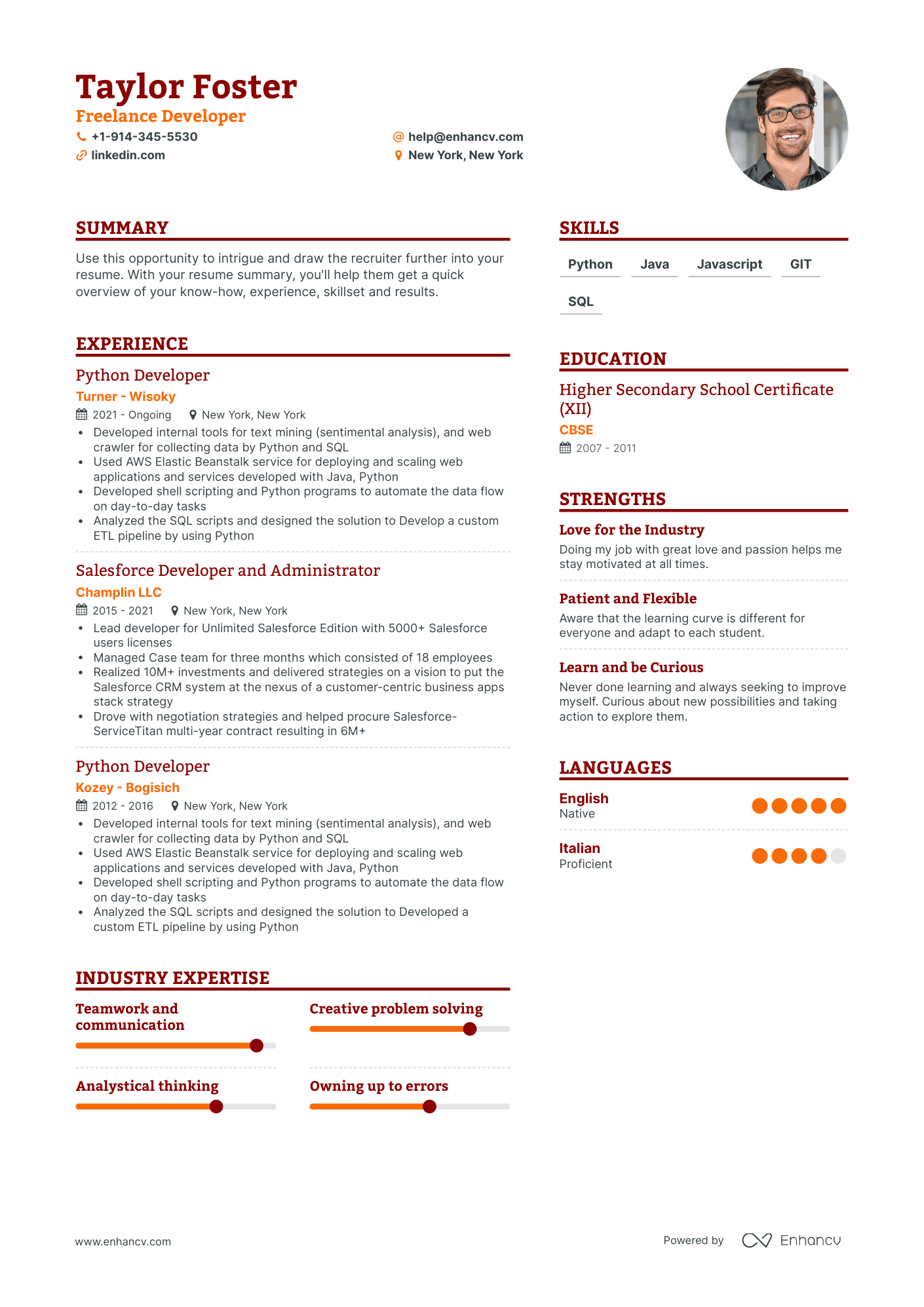 Freelance Developer Resume Examples & Guide For 2023 (layout, Skills 