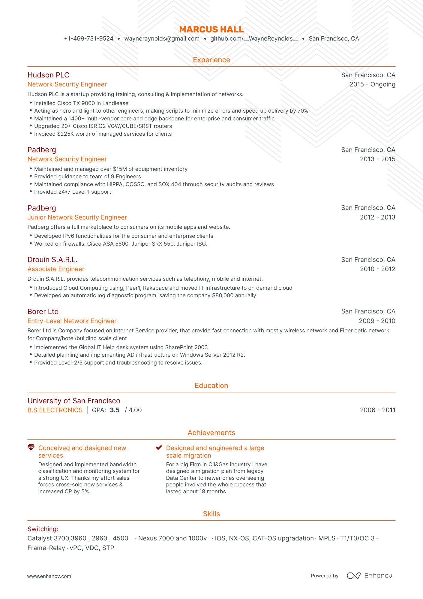 Traditional Network Security Engineer Resume Template