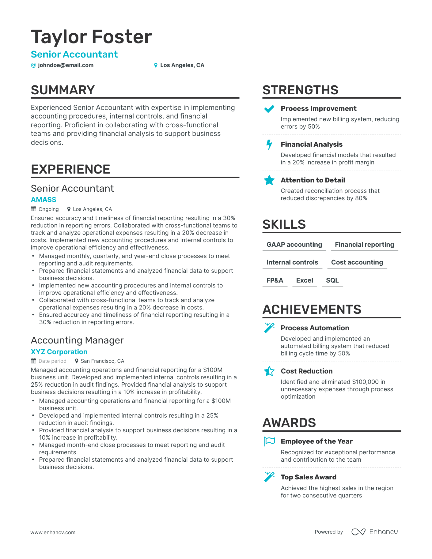 Simple Functional Accounting Resume Template