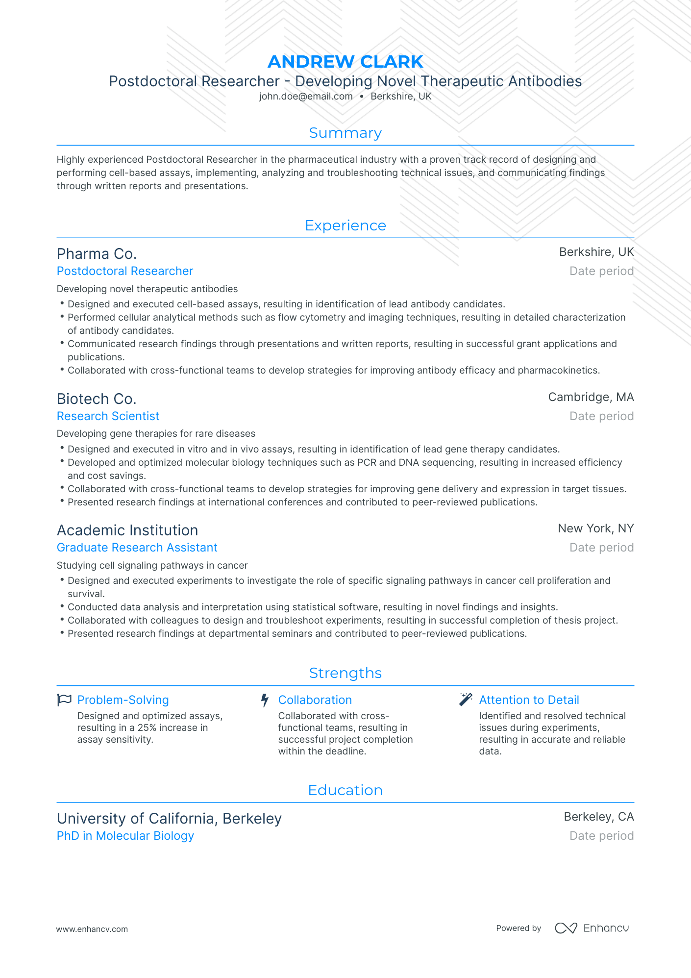 Traditional Researcher Resume Template