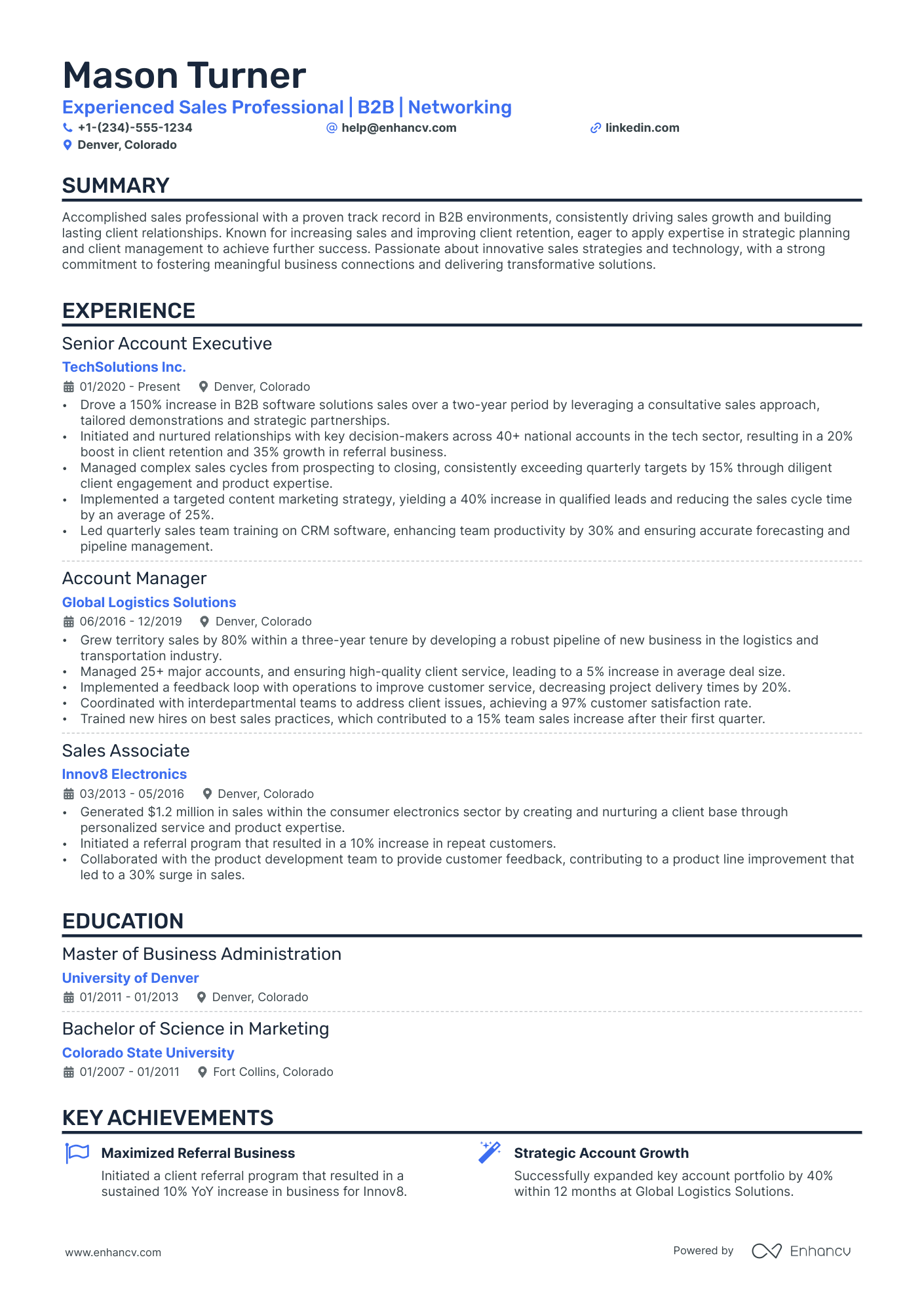 Single Column Resume Template