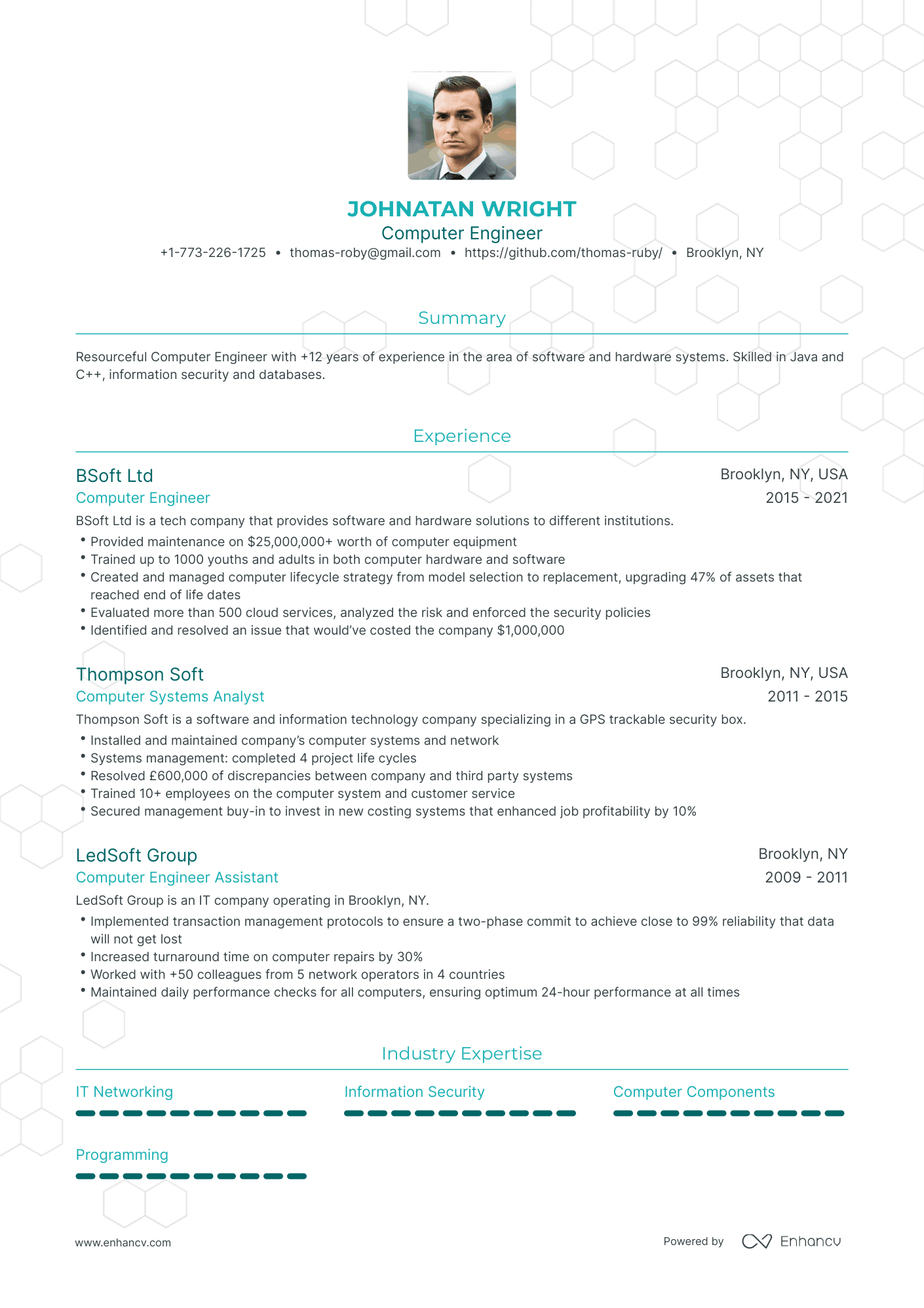 Traditional Computer Engineer Resume Template