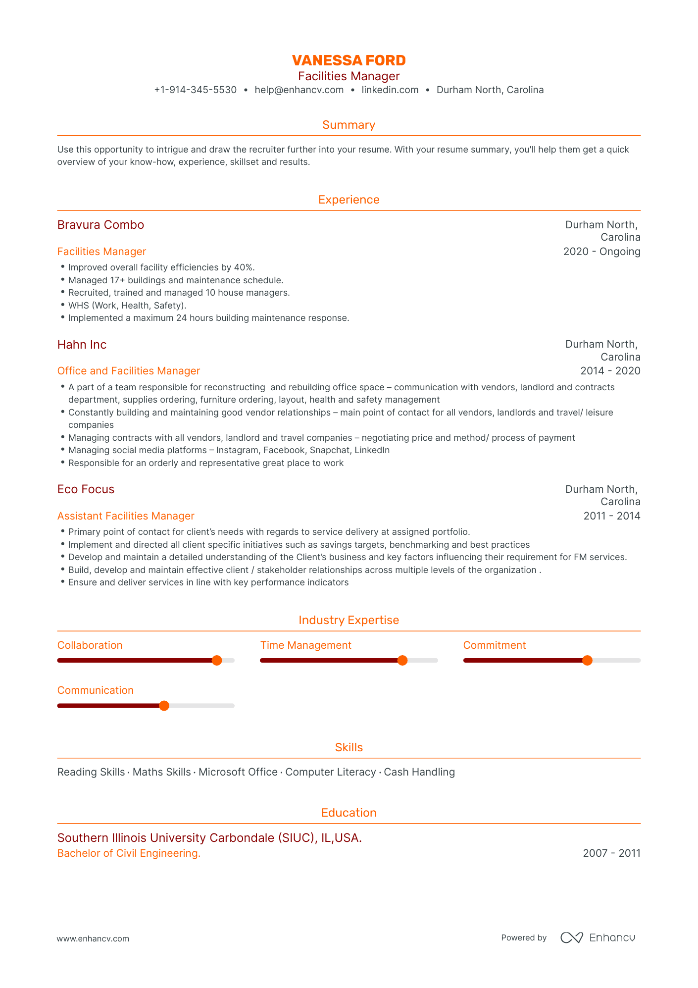 Facilities Manager Resume Examples & Guide for 2023 (Layout, Skills ...