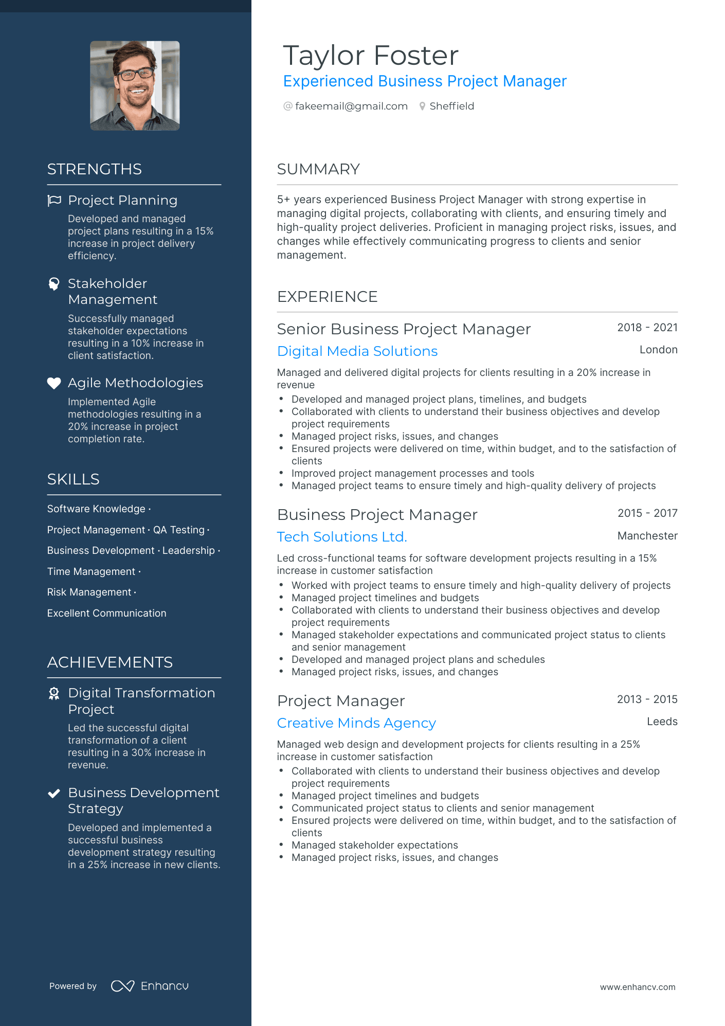Polished Business Project Manager Resume Template