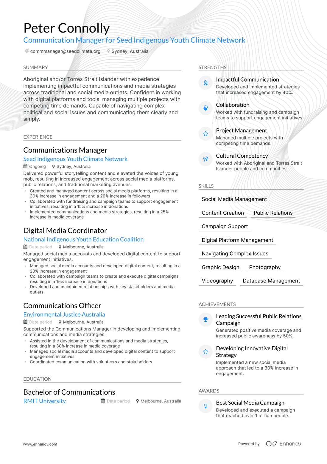 Modern Communication Manager Resume Template