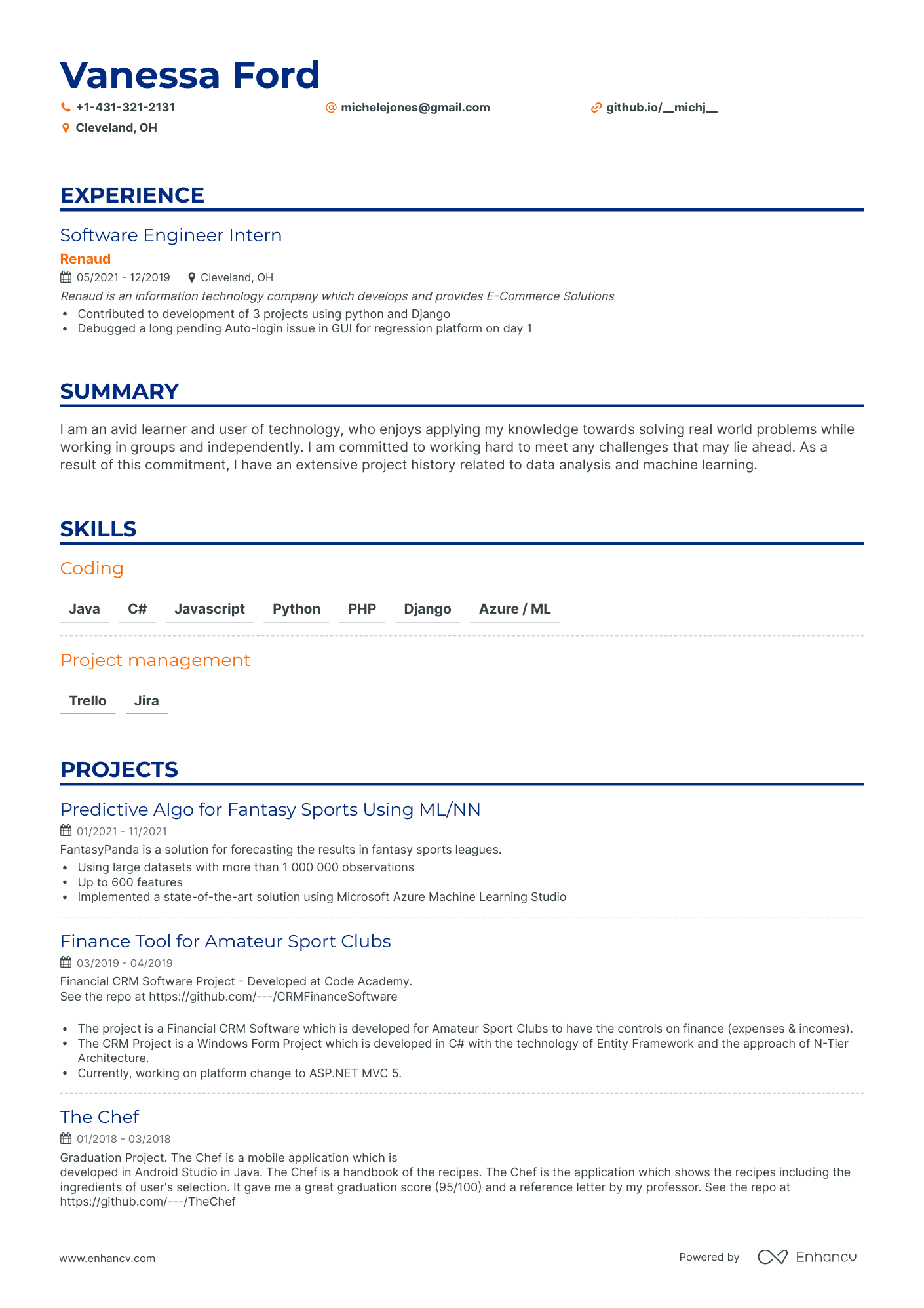Classic Entry Level Software Engineer Resume Template