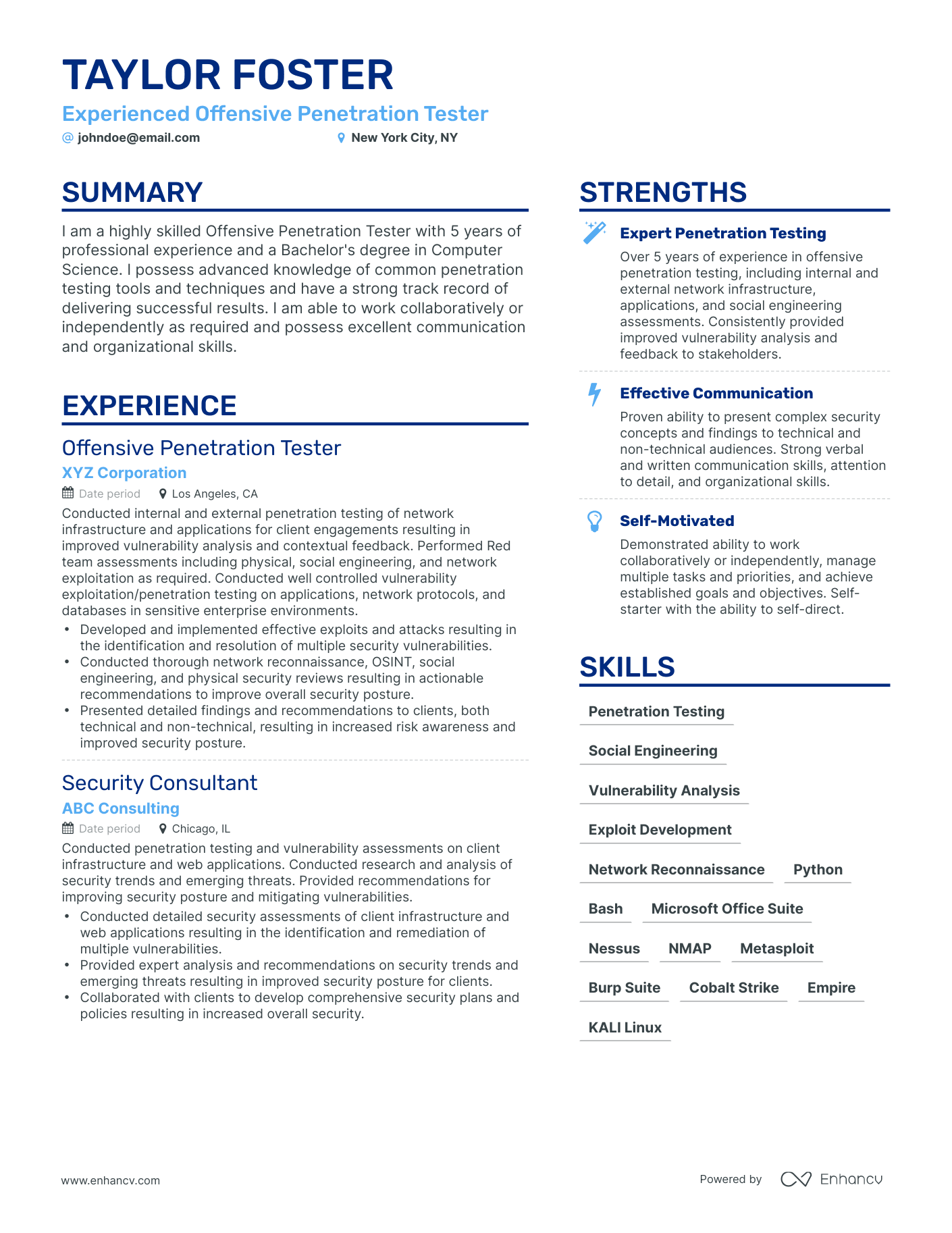 Simple Voice Actor Resume Template